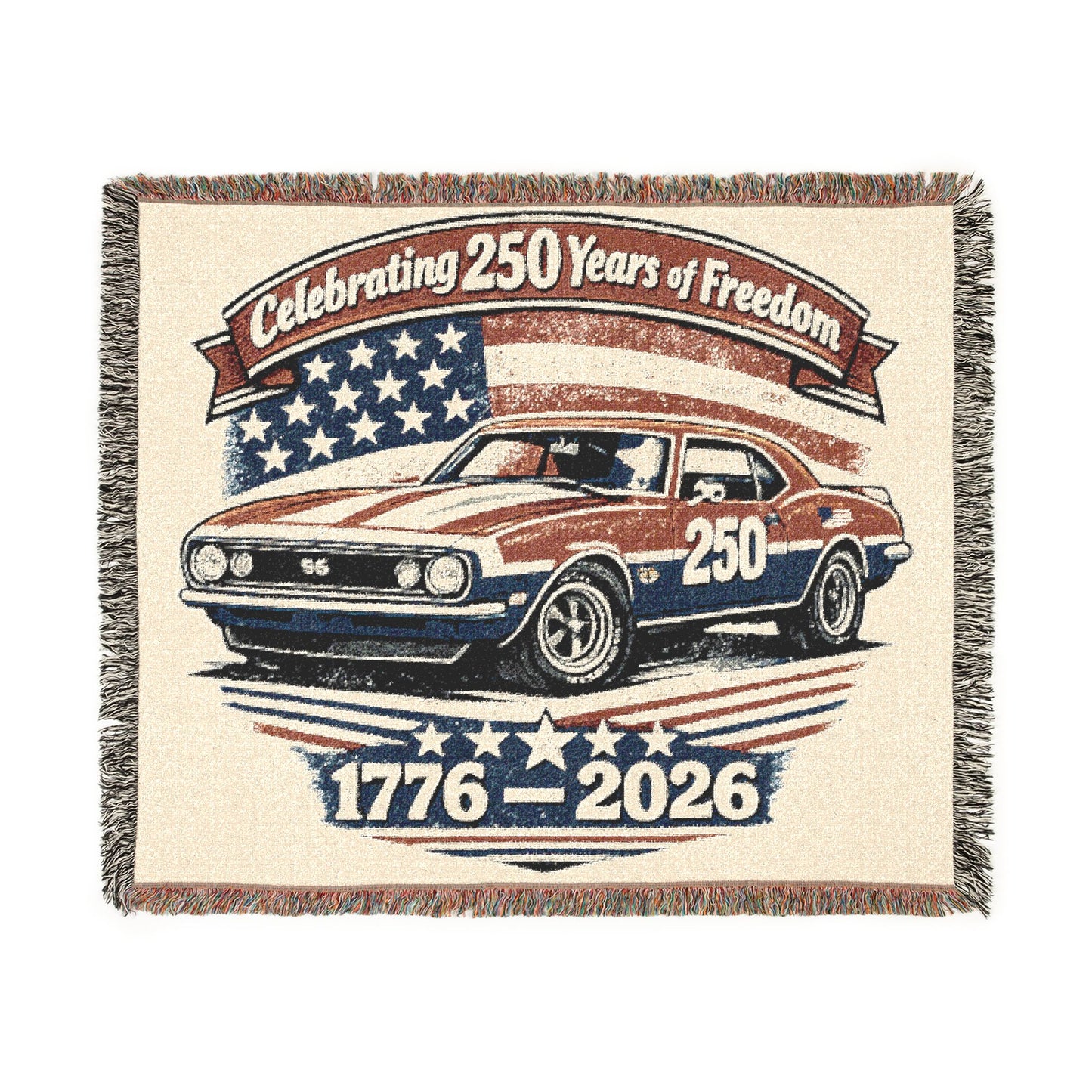 Classic Camaro Woven Throw Americana Patriotic Blanket | Automotive Home Decor | Collector Gift | Fathers Day Gift | Car Lover Gift