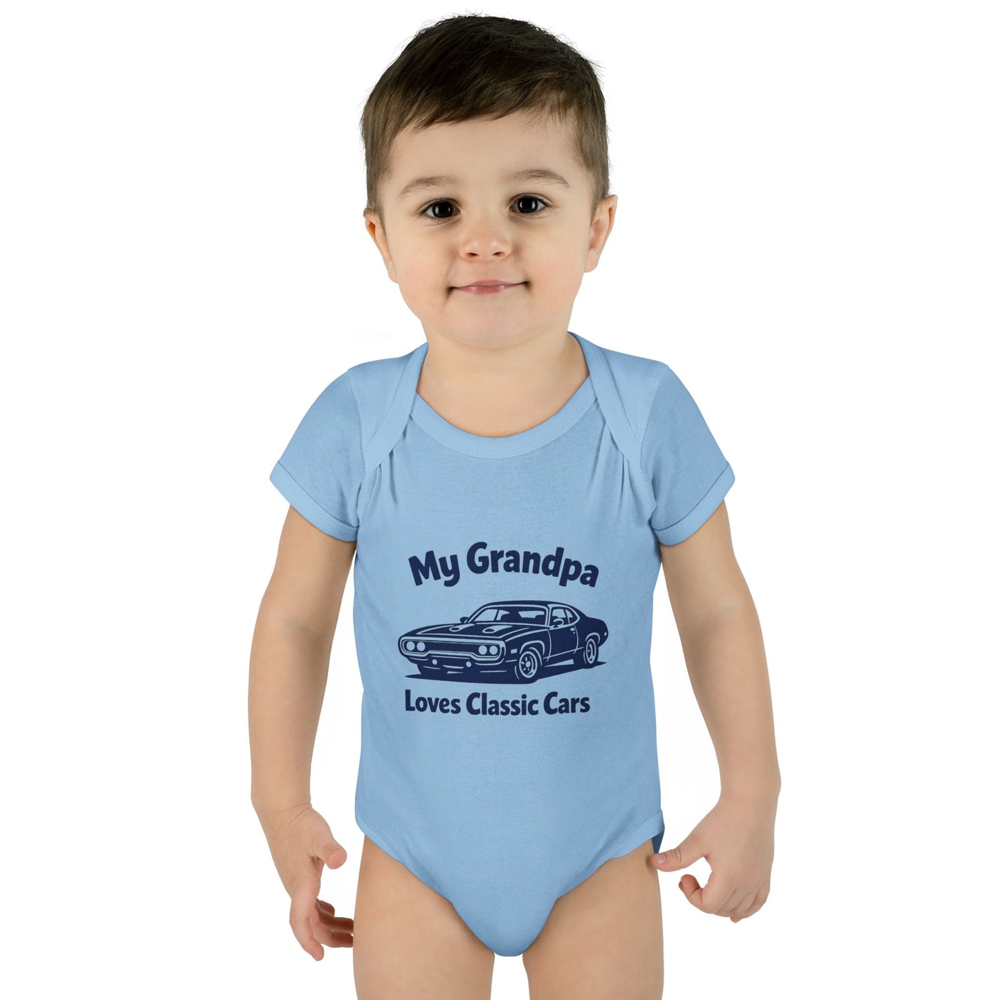 Funny Car Baby Onesie | Classic Car | Grandpa Car Lover Gift | 1971 Plymouth Road Runner | Grandpa Likes Cars