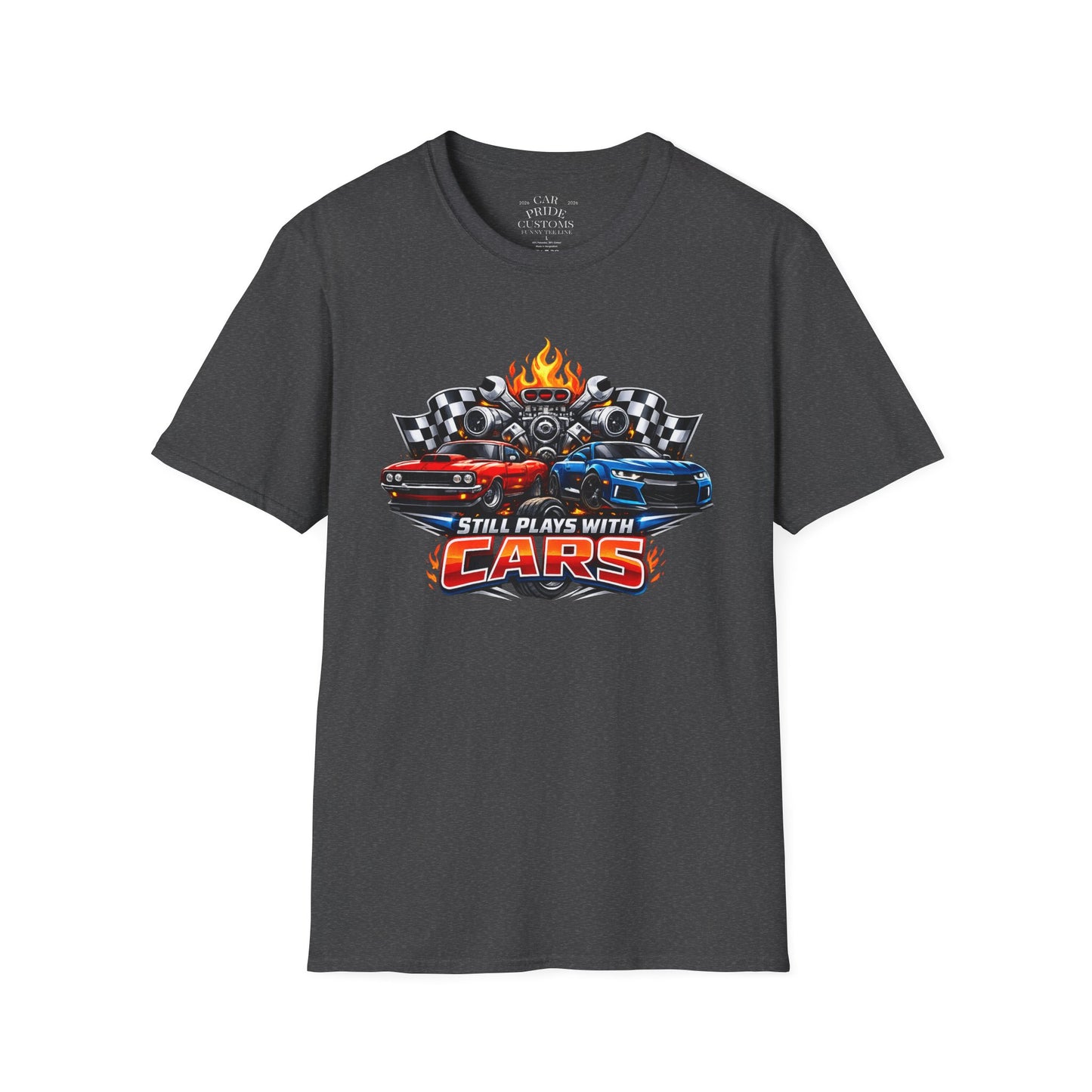 Still Plays with Cars | Funny T-Shirt | Fathers Day Gift for Dad | Muscle Car Shirt | Car Lover Gift