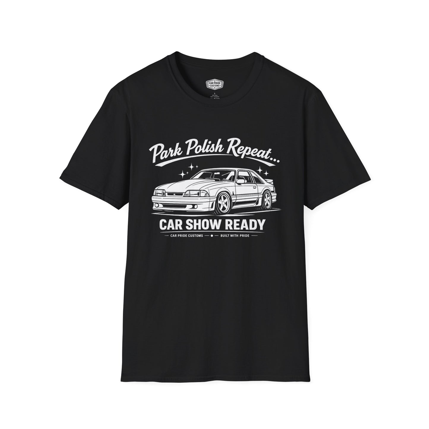 Park Polish Repeat | 1993 Ford Mustang SVT Cobra T-Shirt | Funny Fox Body Car Show Graphic Tee | Mustang Shirt