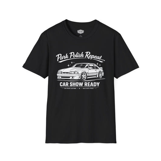 Park Polish Repeat | 1993 Ford Mustang SVT Cobra T-Shirt | Funny Fox Body Car Show Graphic Tee | Mustang Shirt
