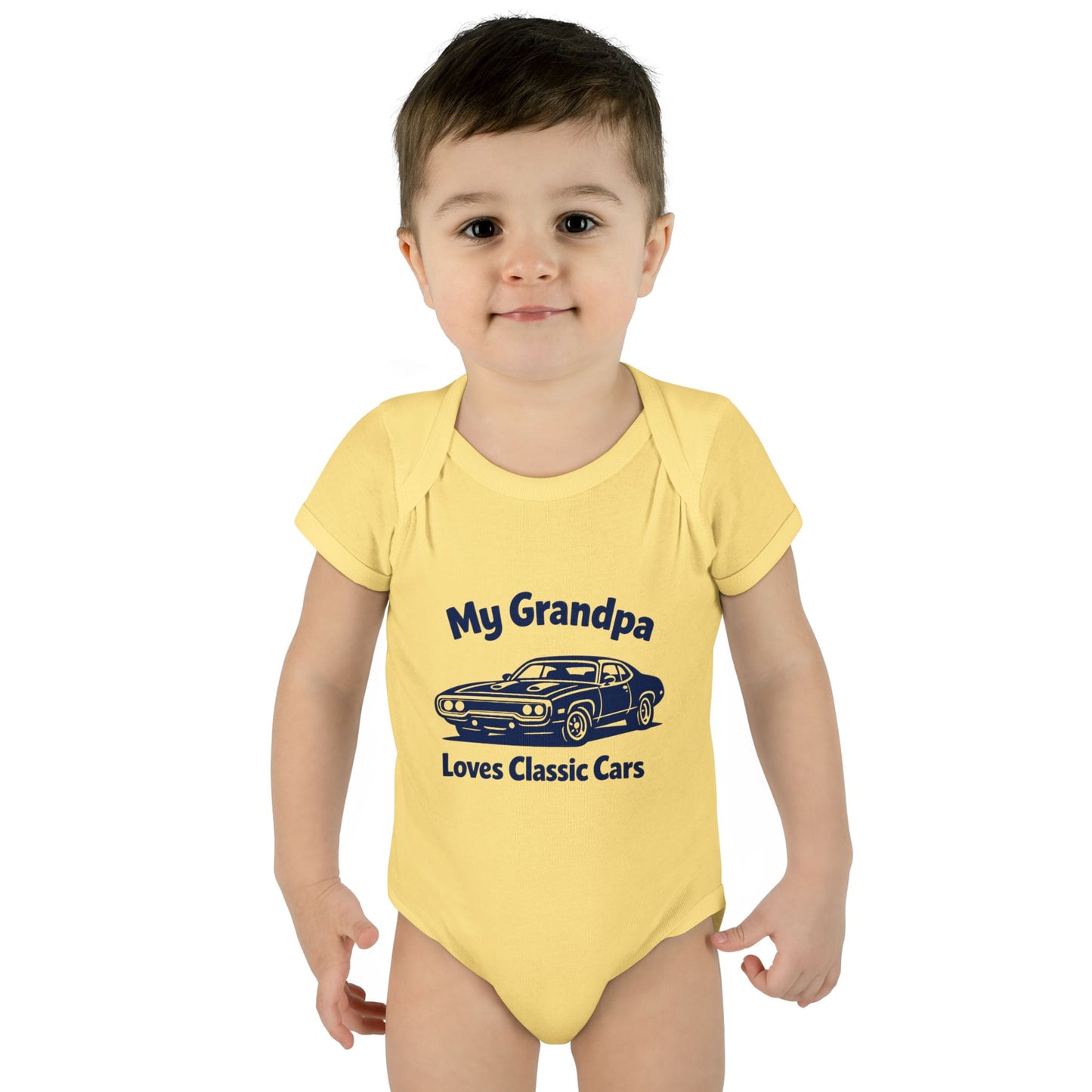 Funny Car Baby Onesie | Classic Car | Grandpa Car Lover Gift | 1971 Plymouth Road Runner | Grandpa Likes Cars