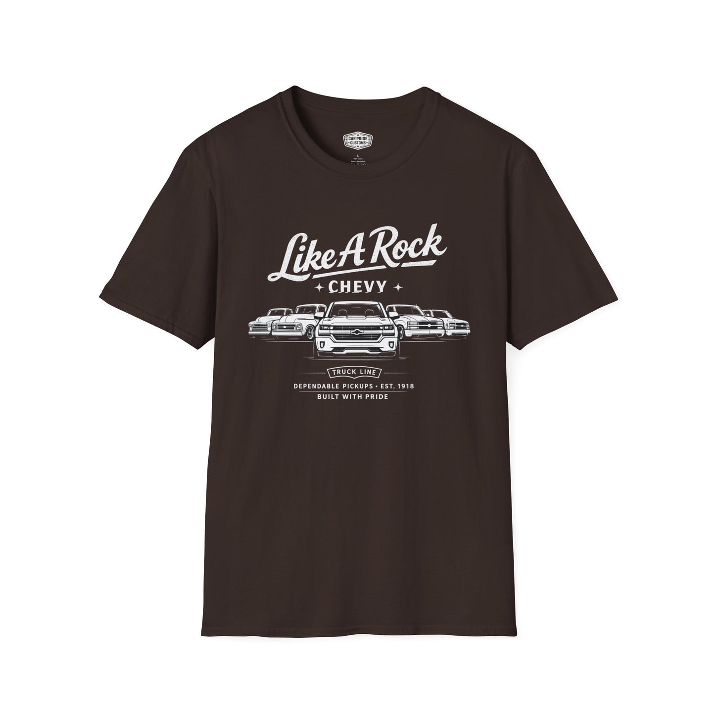 Chevy Truck Line Evolution T-Shirt | Like A Rock Chevy Pickup Graphic Tee | Classic Chevrolet Shirt