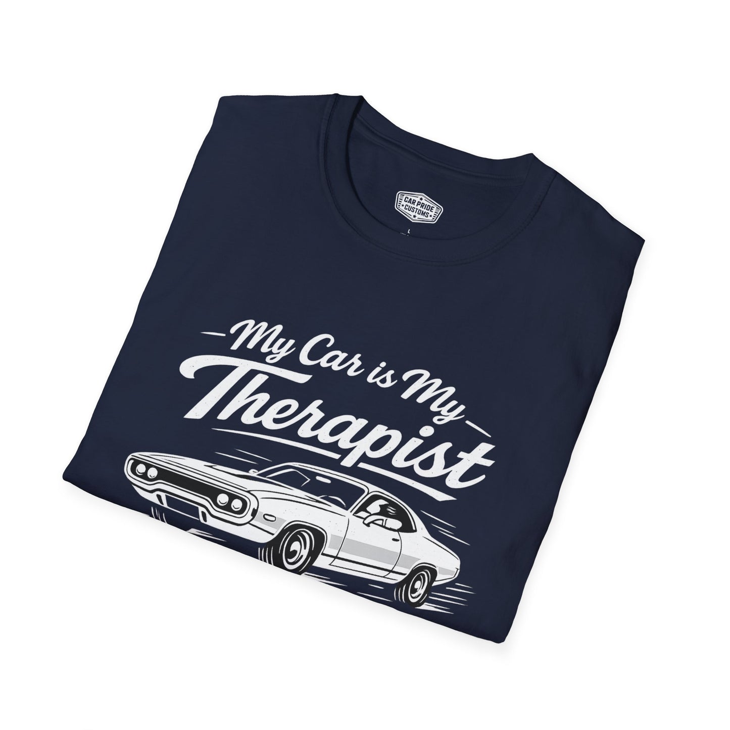My Car is My Therapist | 1971 Plymouth Road Runner T-Shirt | Funny Muscle Car Graphic Tee | Classic Mopar Shirt