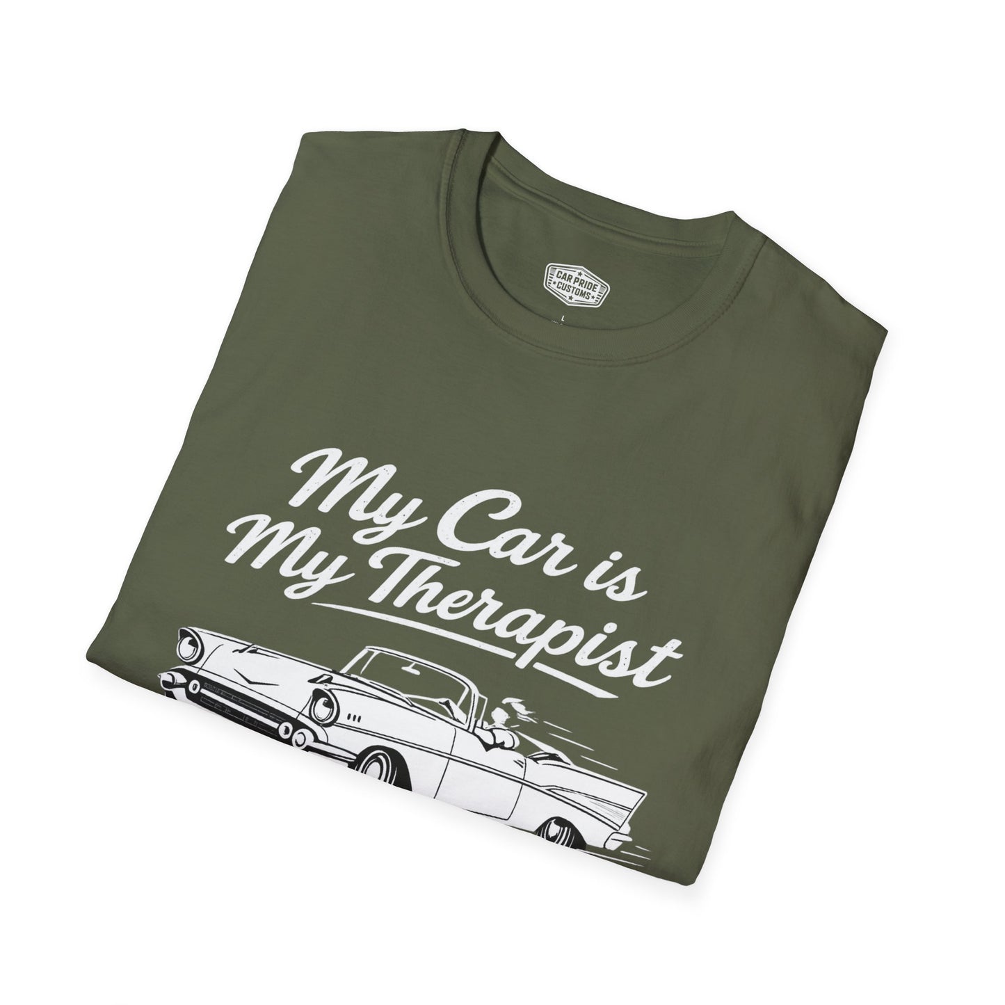 My Car is My Therapist | 1957 Chevy Bel Air T-Shirt | Funny Classic Chevy Graphic Tee | Vintage Chevrolet Shirt