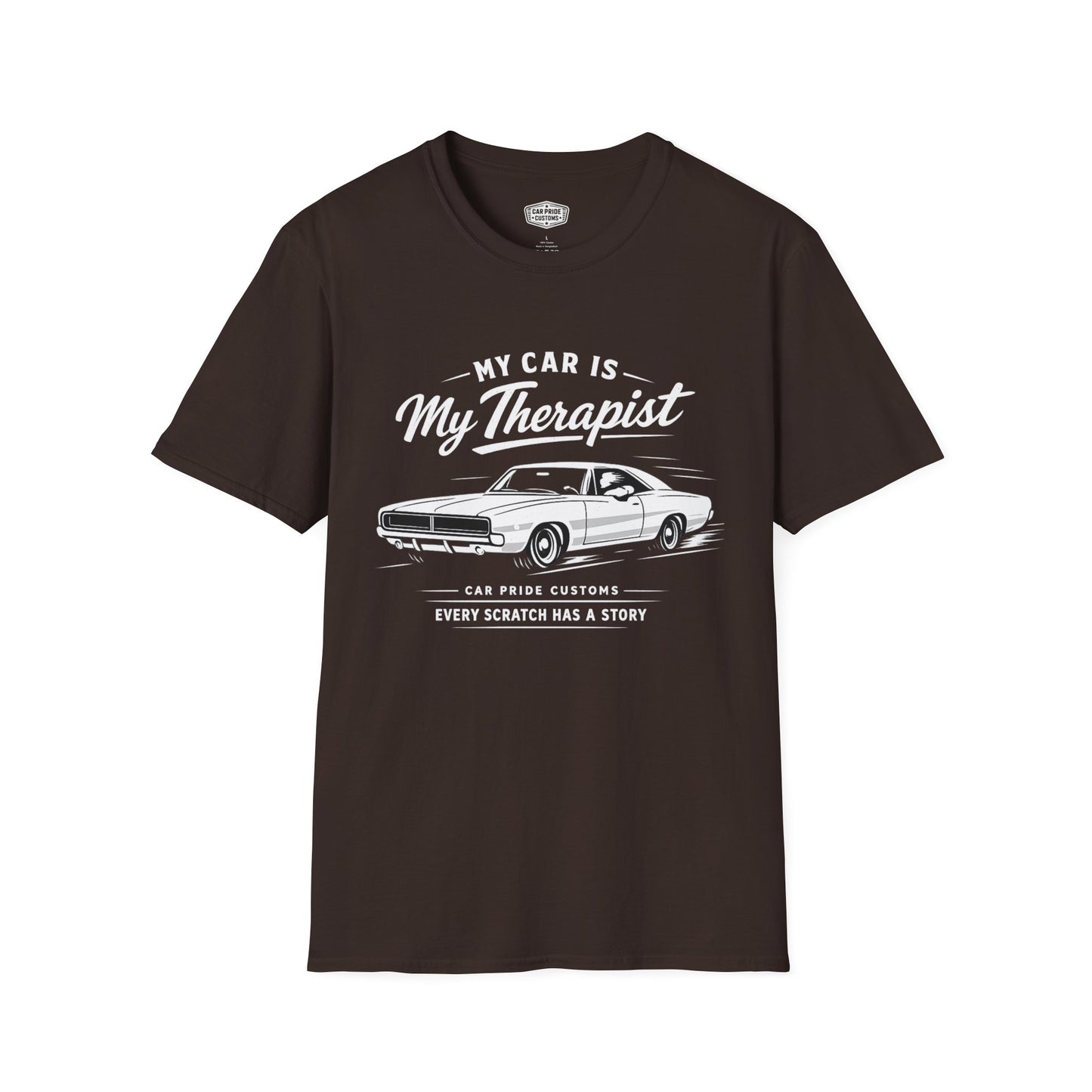 My Car is My Therapist | 1968 Dodge Charger T-Shirt | Funny Mopar Muscle Car Graphic Tee | Classic Dodge Shirt