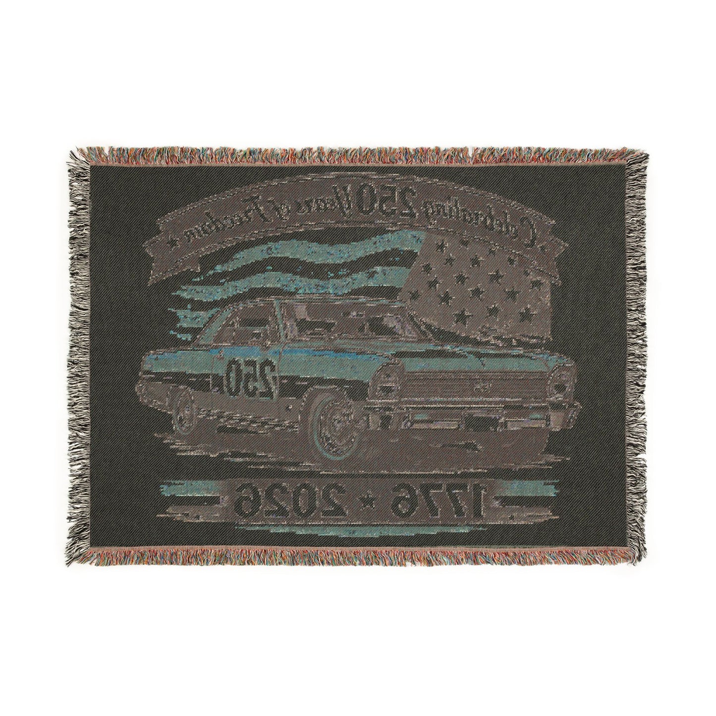 Nova Woven Throw Americana Patriotic Blanket | Automotive Home Decor | Collector Gift | Fathers Day Gift | Car Lover Gift