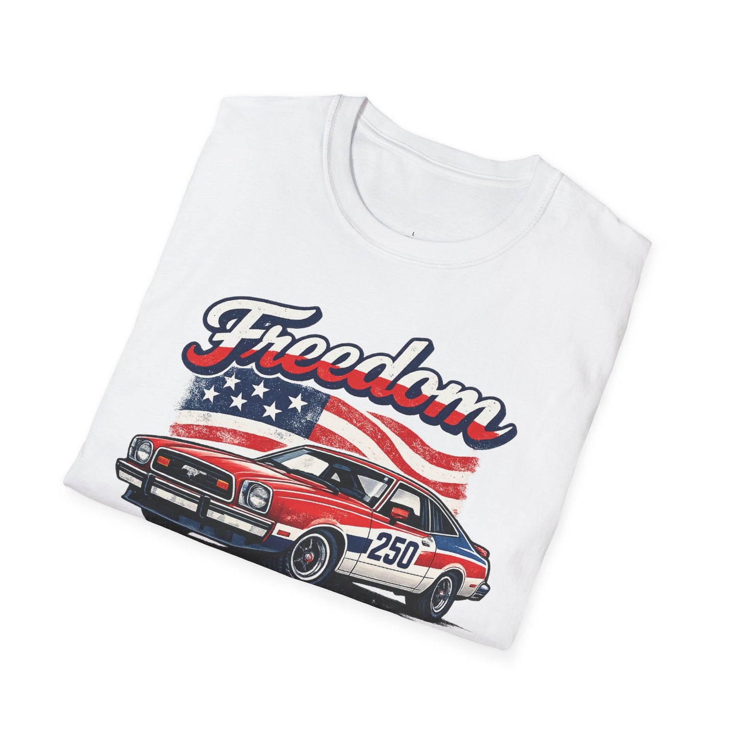 Freedom Mustang II 250 Patriotic American Muscle Car T-Shirt | Fathers Day Gift | Car Enthusiast Tee
