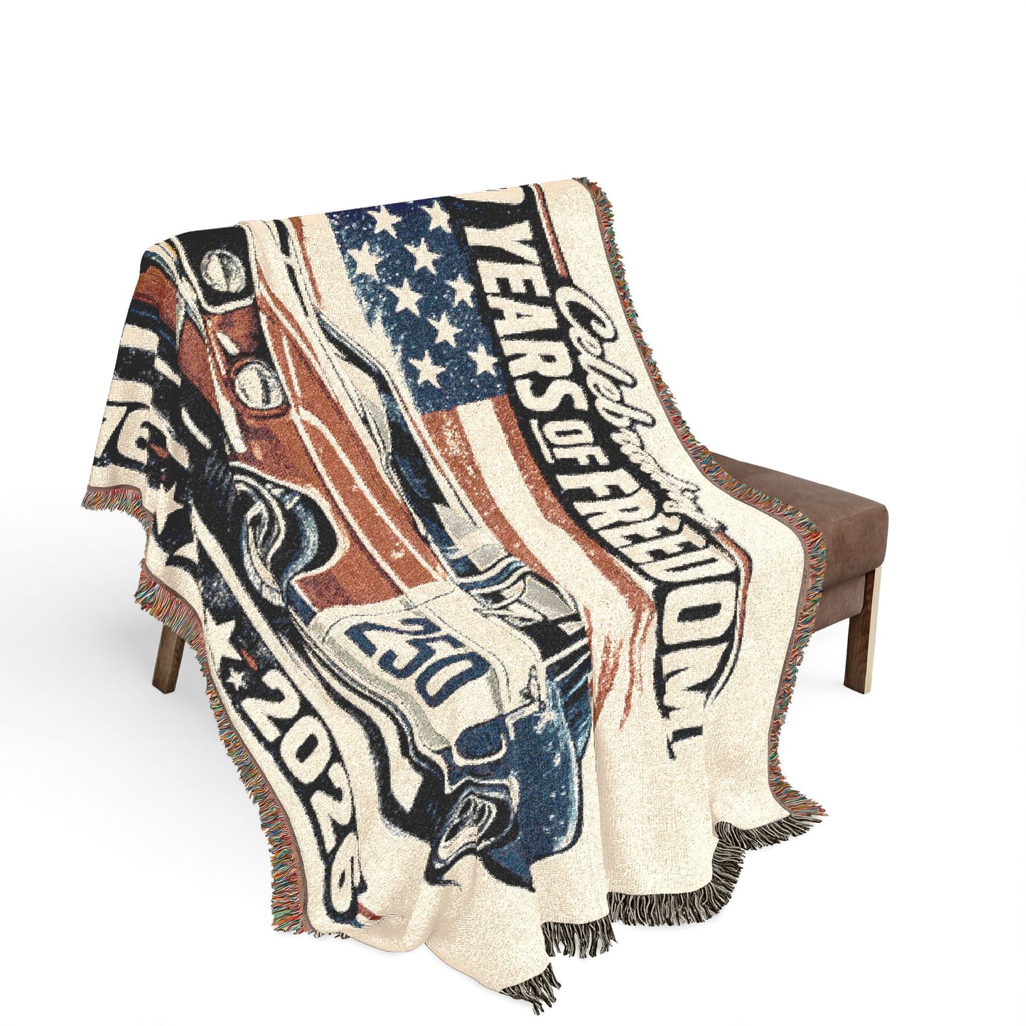 Mustang Woven Throw Americana Patriotic Blanket | Automotive Home Decor | Collector Gift | Fathers Day Gift | Car Lover Gift
