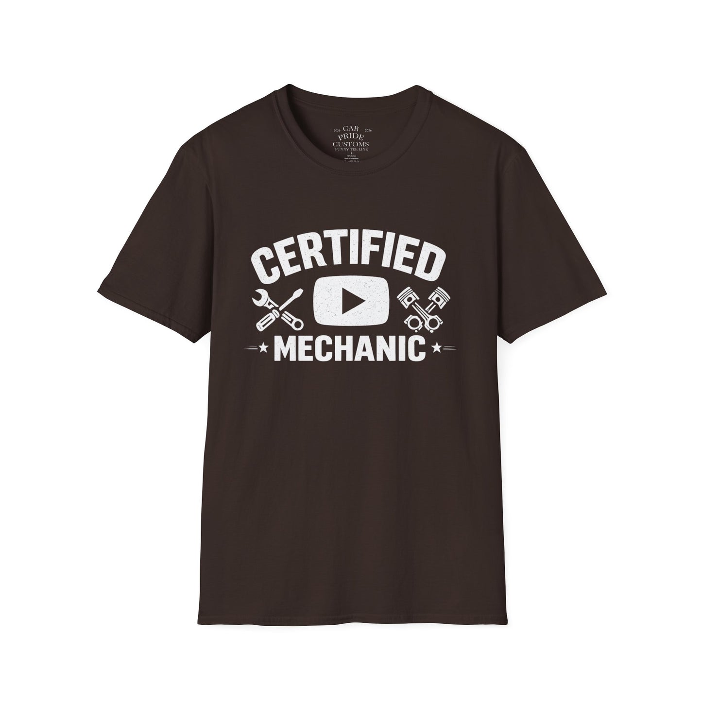 Certified Mechanic Simple | Funny Car Lover T-Shirt | Fathers Day Gift for Dad | YouTube | Car Lover Gift