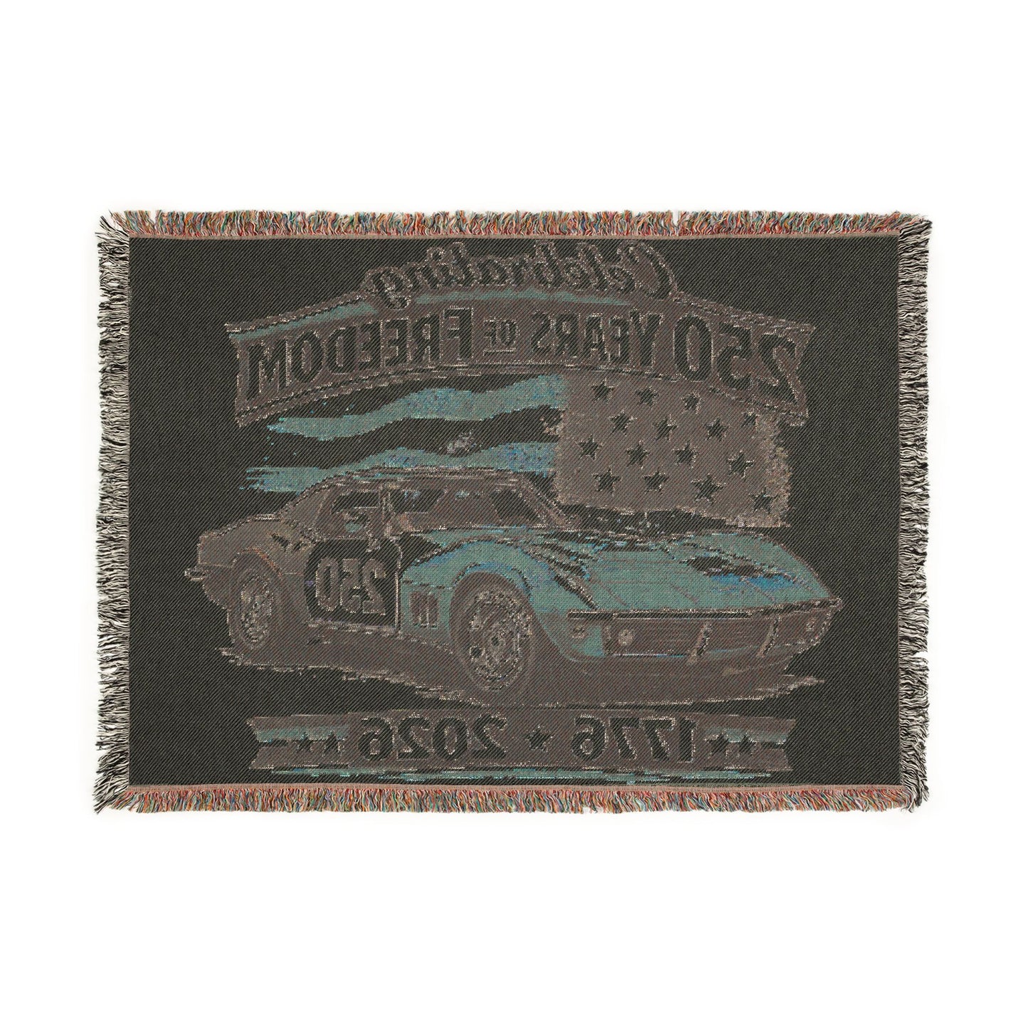 Corvette Woven Throw Americana Patriotic Blanket | Automotive Home Decor | Collector Gift | Fathers Day Gift | Car Lover Gift