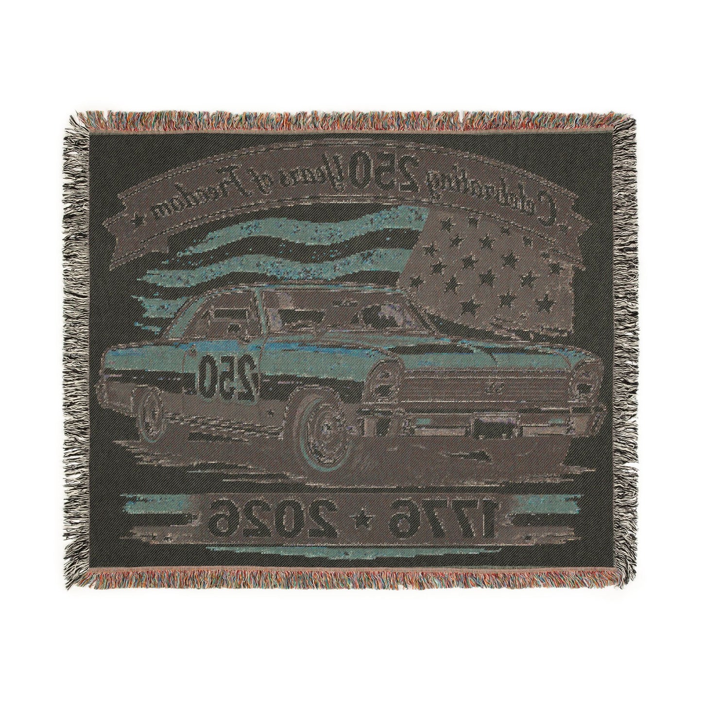 Nova Woven Throw Americana Patriotic Blanket | Automotive Home Decor | Collector Gift | Fathers Day Gift | Car Lover Gift