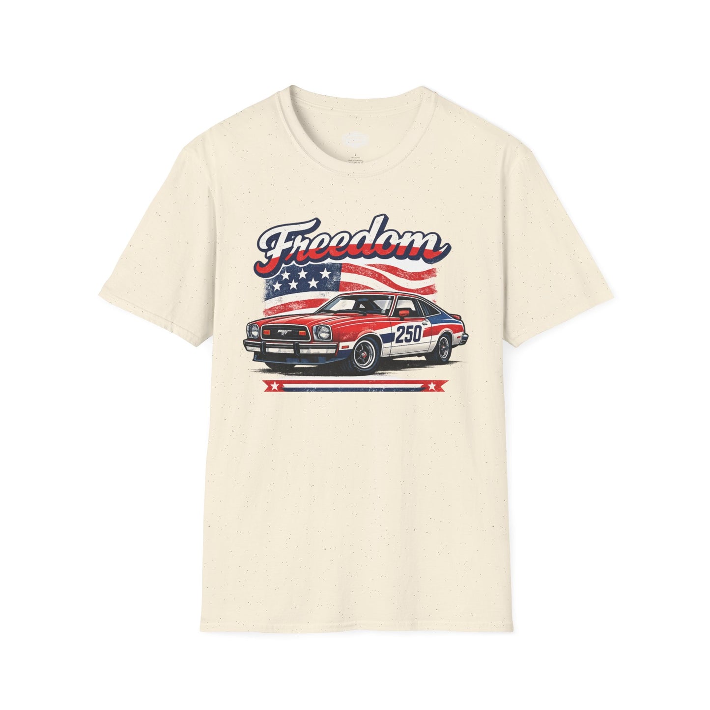 Freedom Mustang II 250 Patriotic American Muscle Car T-Shirt | Fathers Day Gift | Car Enthusiast Tee