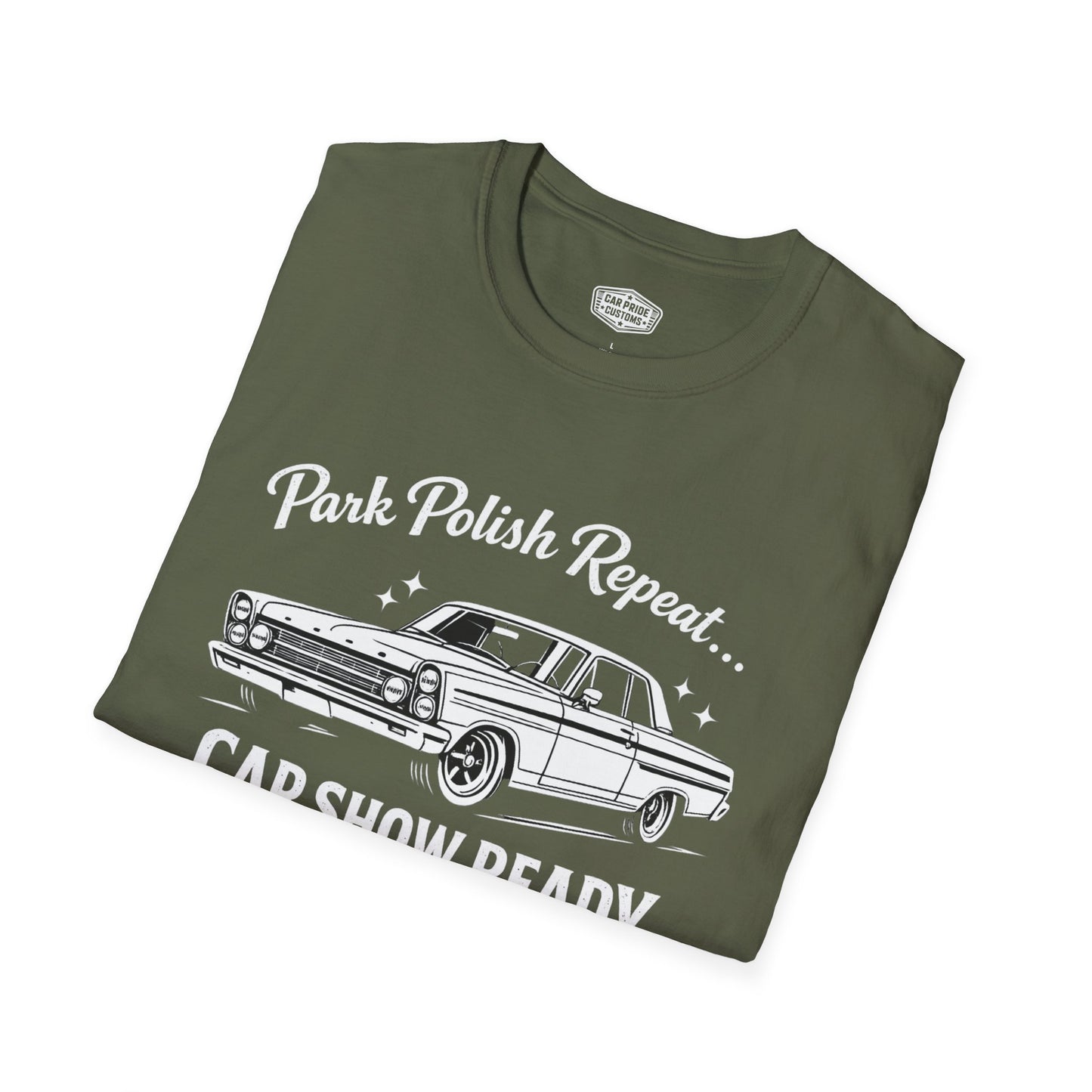 Park Polish Repeat | 1965 Ford Fairlane 500 T-Shirt | Funny Classic Ford Car Show Graphic Tee | Fairlane Shirt