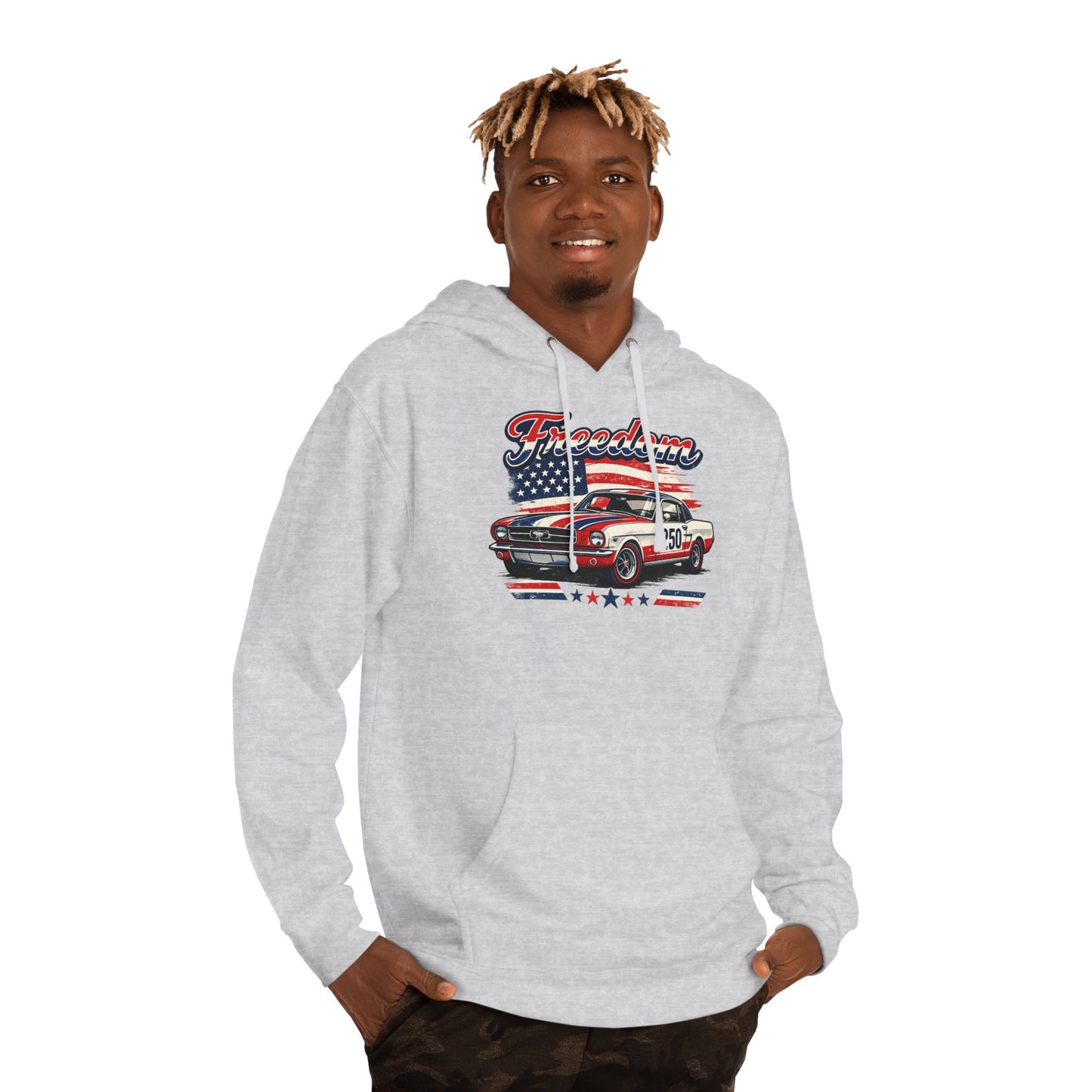 Freedom Classic Mustang 250 Patriotic American Muscle Car Hoodie| Fathers Day Gift | Car Enthusiast Hoodie