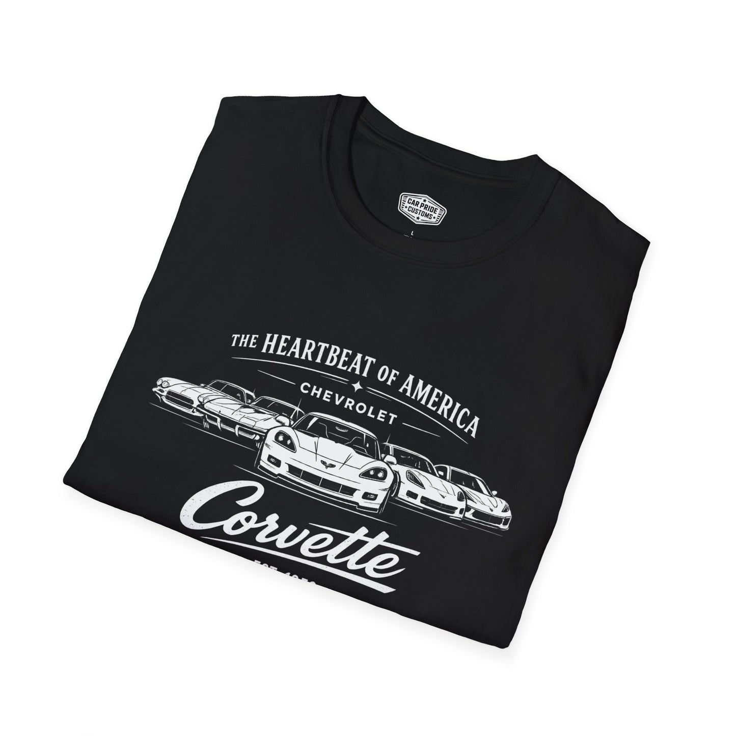 Chevrolet Corvette Evolution T-Shirt | Heartbeat of America Corvette Graphic Tee | Classic Sports Car Shirt