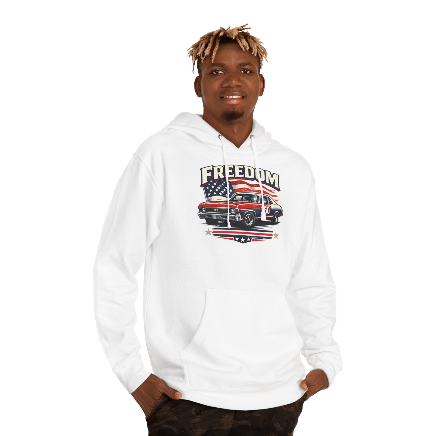 Freedom Nova 250 Patriotic American Muscle Car Hoodie| Fathers Day Gift | Car Enthusiast Hoodie