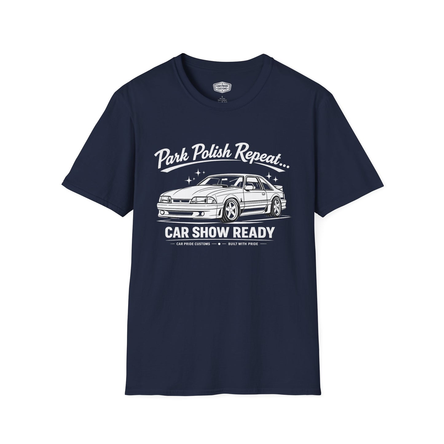 Park Polish Repeat | 1993 Ford Mustang SVT Cobra T-Shirt | Funny Fox Body Car Show Graphic Tee | Mustang Shirt