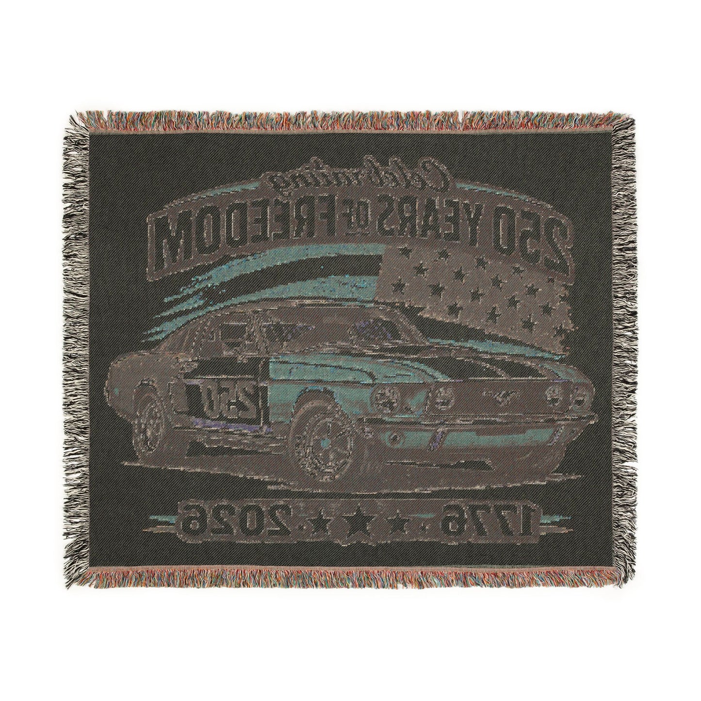 Mustang Woven Throw Americana Patriotic Blanket | Automotive Home Decor | Collector Gift | Fathers Day Gift | Car Lover Gift