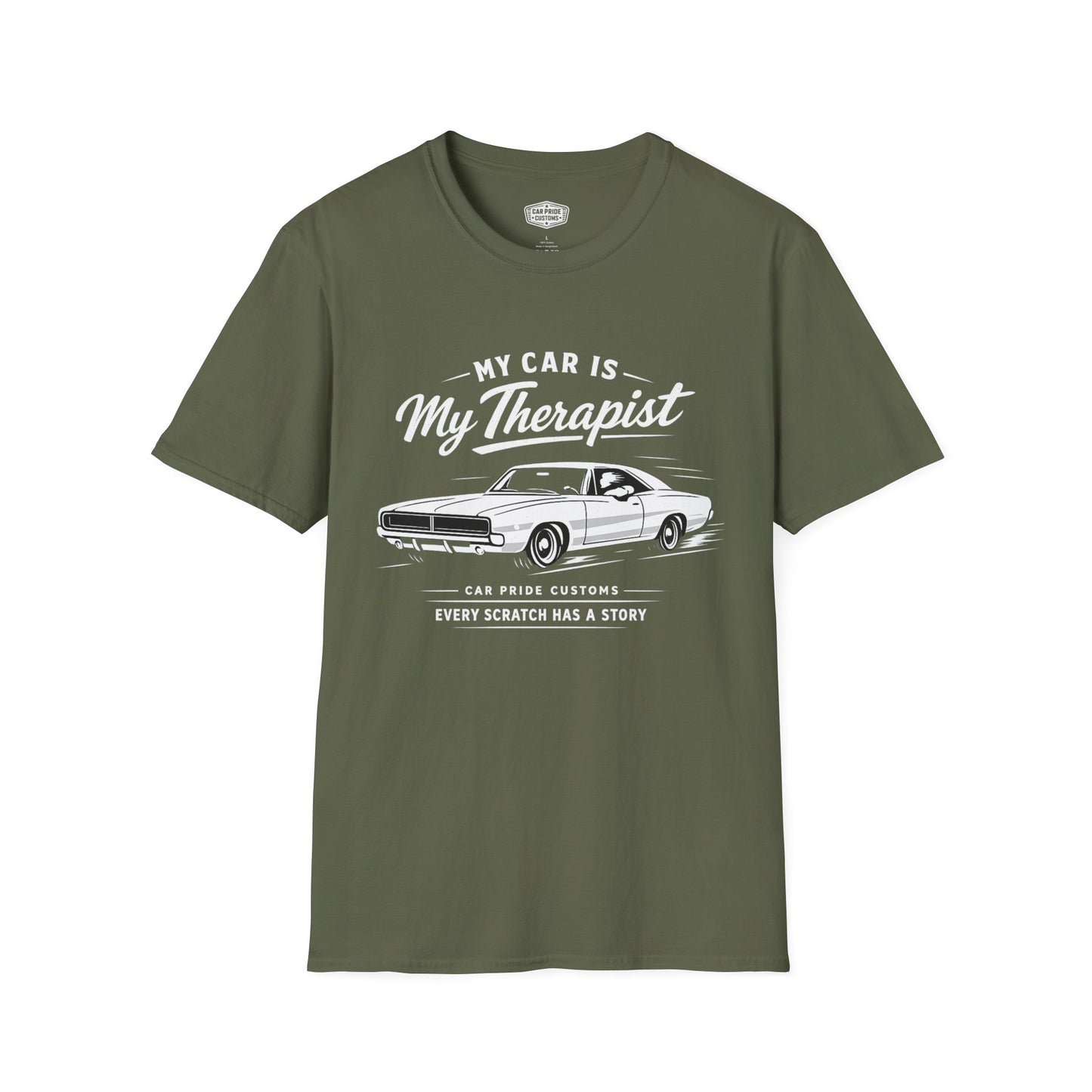 My Car is My Therapist | 1968 Dodge Charger T-Shirt | Funny Mopar Muscle Car Graphic Tee | Classic Dodge Shirt