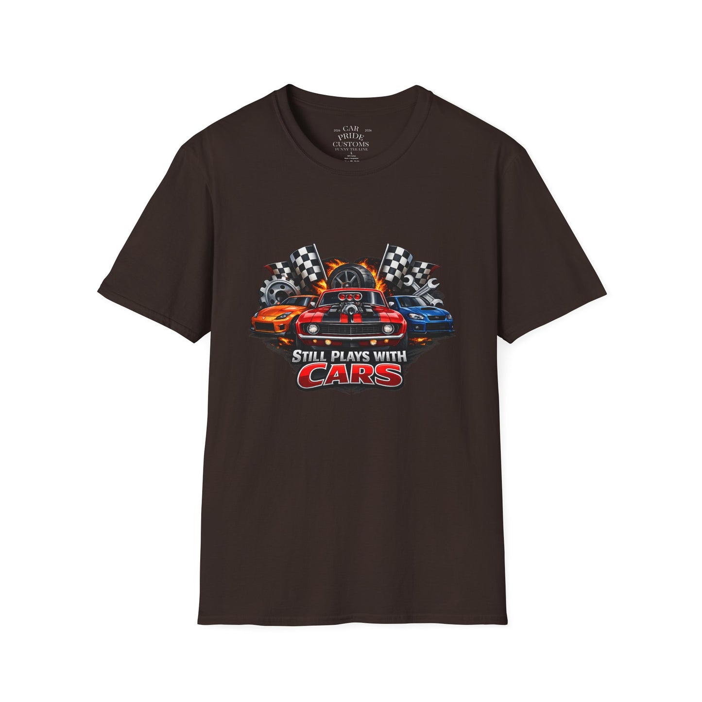 Still Plays with Cars | Funny Muscle Car T-Shirt | Fathers Day Gift for Dad | Hot Rod | Car Lover Gift