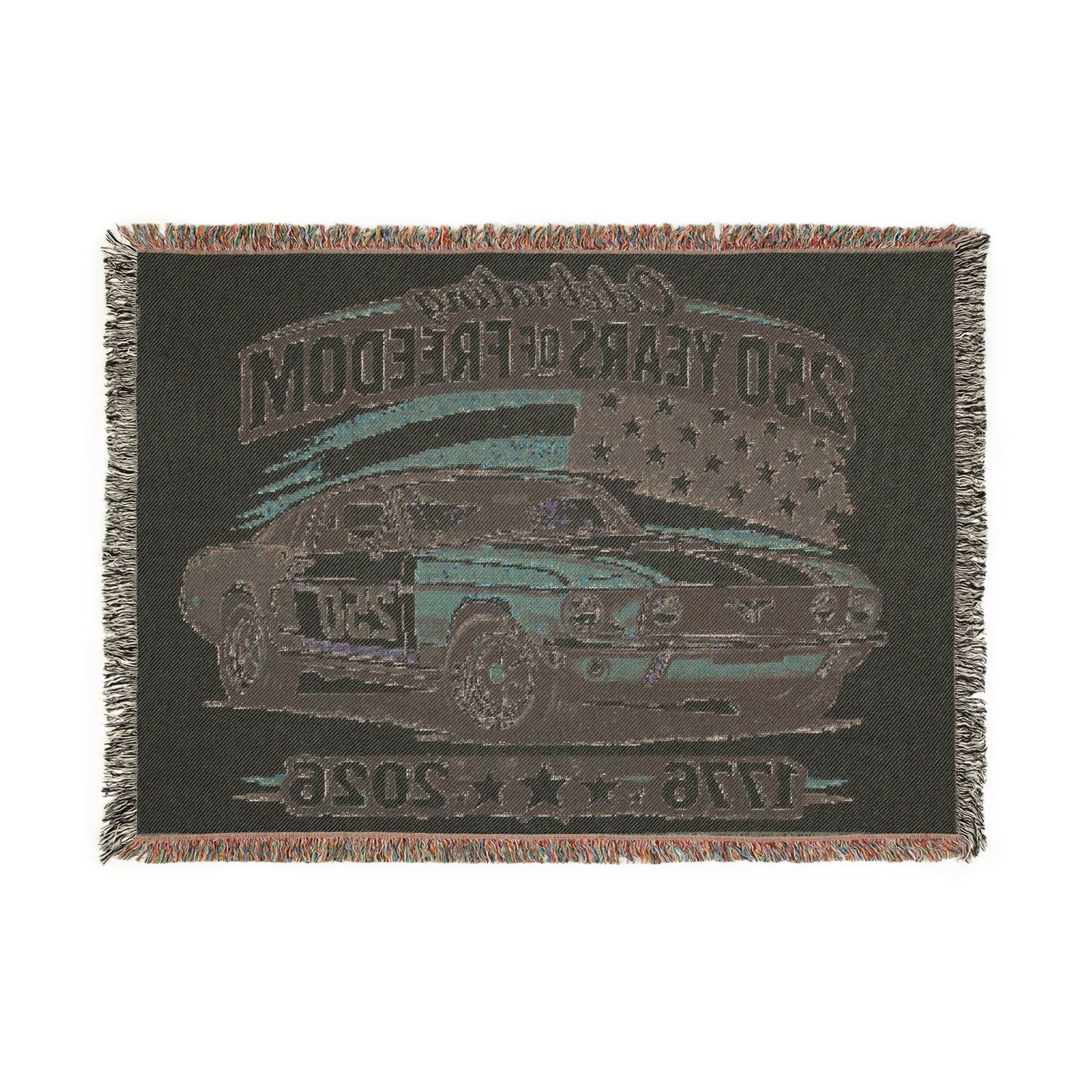 Mustang Woven Throw Americana Patriotic Blanket | Automotive Home Decor | Collector Gift | Fathers Day Gift | Car Lover Gift