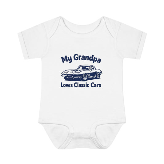 Funny Car Baby Onesie | Classic Car | Grandpa Car Lover Gift | 1967 Chevrolet Corvette | Grandpa Likes Cars