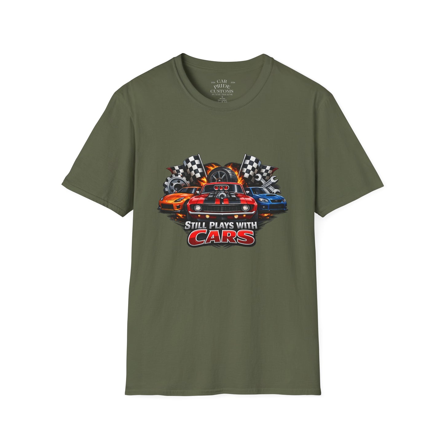 Still Plays with Cars | Funny Muscle Car T-Shirt | Fathers Day Gift for Dad | Hot Rod | Car Lover Gift
