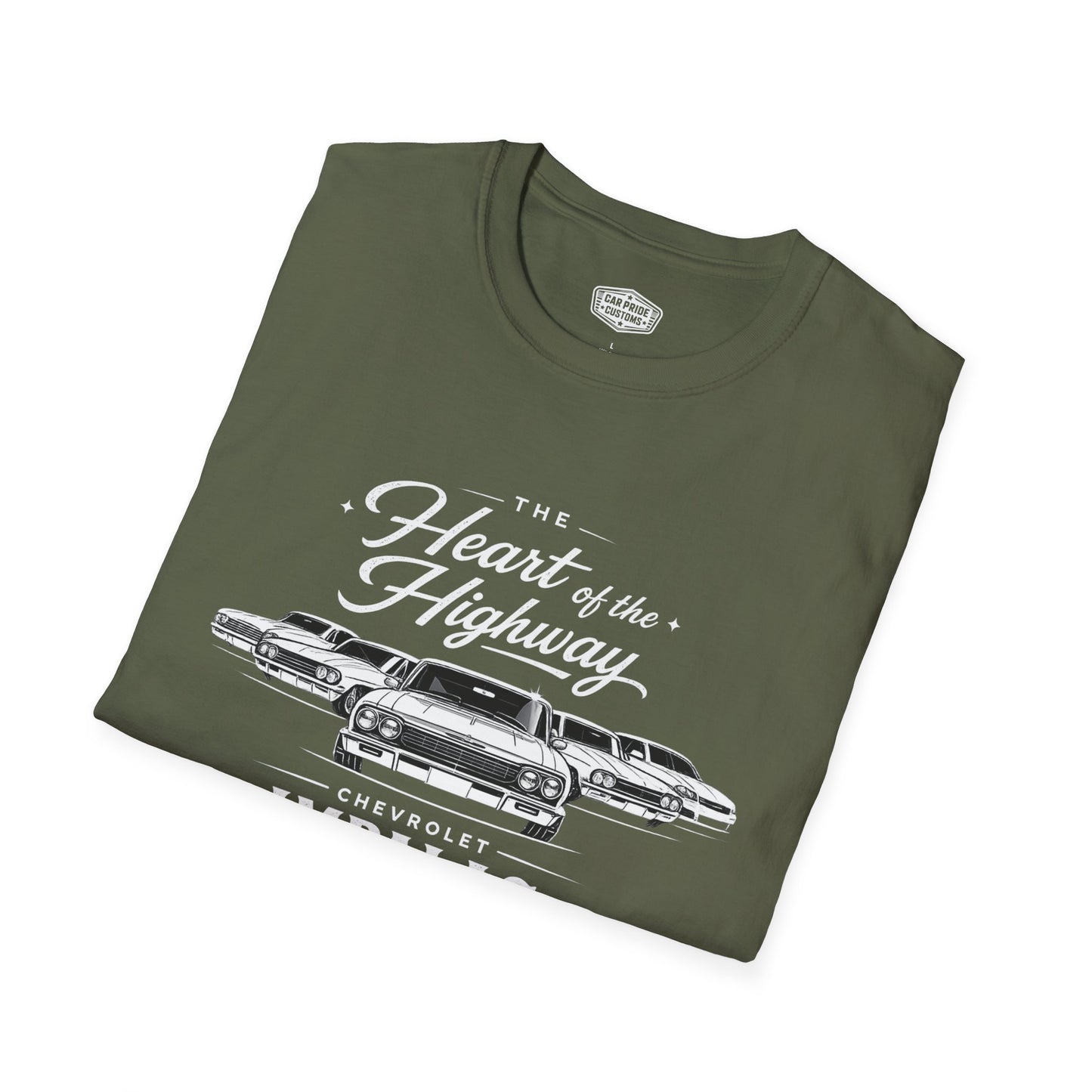 Chevy Impala Evolution T-Shirt | Heart of the Highway Chevrolet Graphic Tee | Classic Impala Muscle Car Shirt