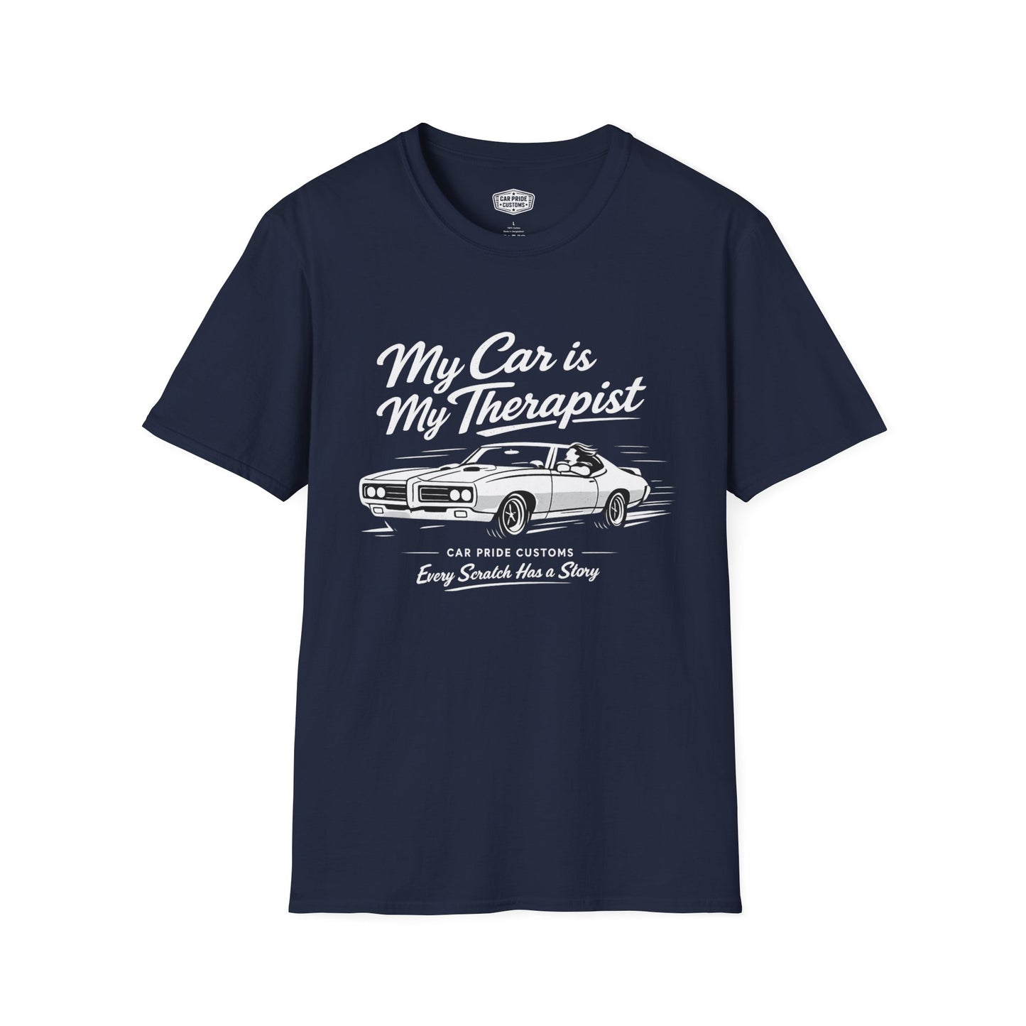 My Car is My Therapist | 1968 Pontiac GTO T-Shirt | Funny Muscle Car Graphic Tee | Car Pride Shirt