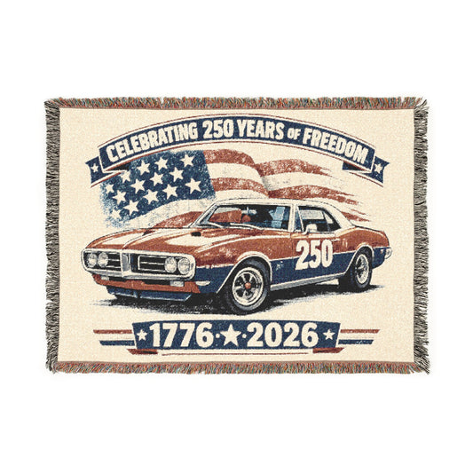 Classic Firebird Woven Throw Americana Patriotic Blanket | Automotive Home Decor | Collector Gift | Fathers Day Gift | Car Lover Gift