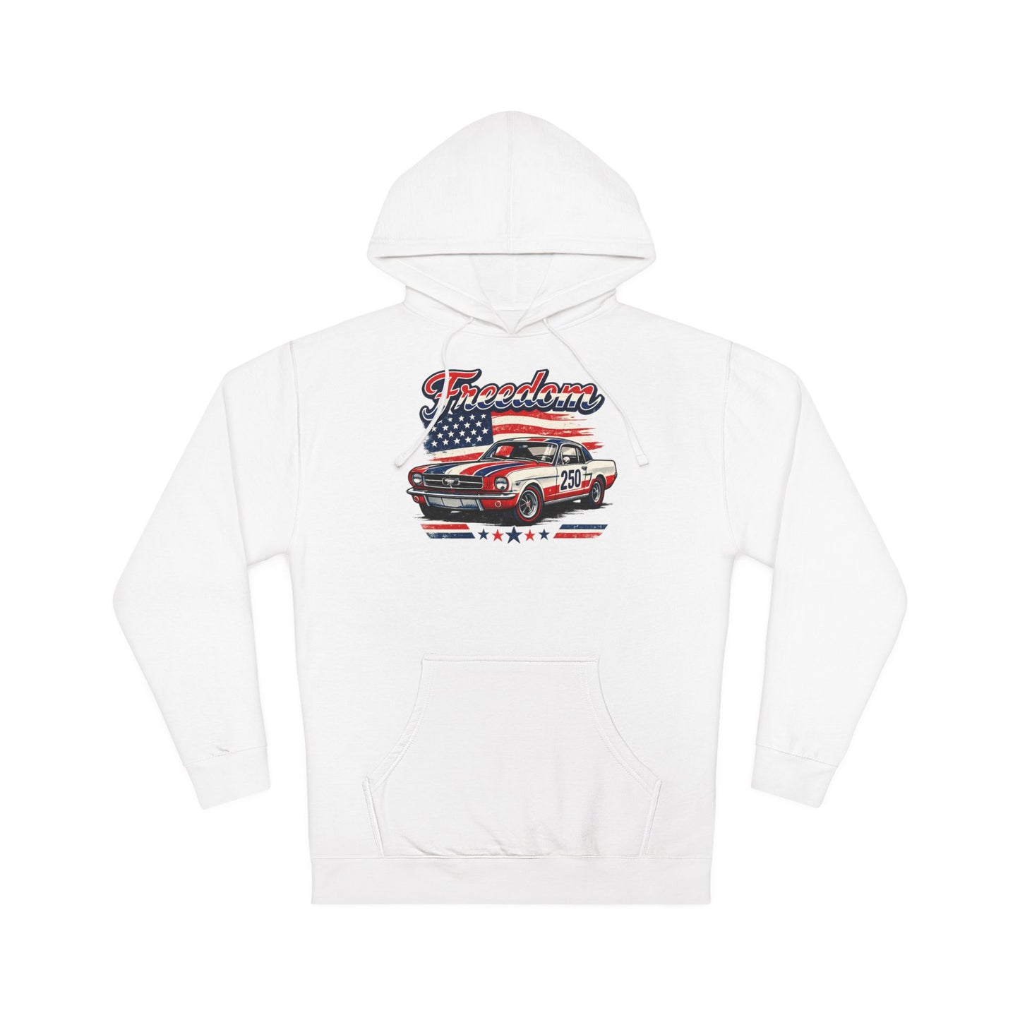 Freedom Classic Mustang 250 Patriotic American Muscle Car Hoodie| Fathers Day Gift | Car Enthusiast Hoodie