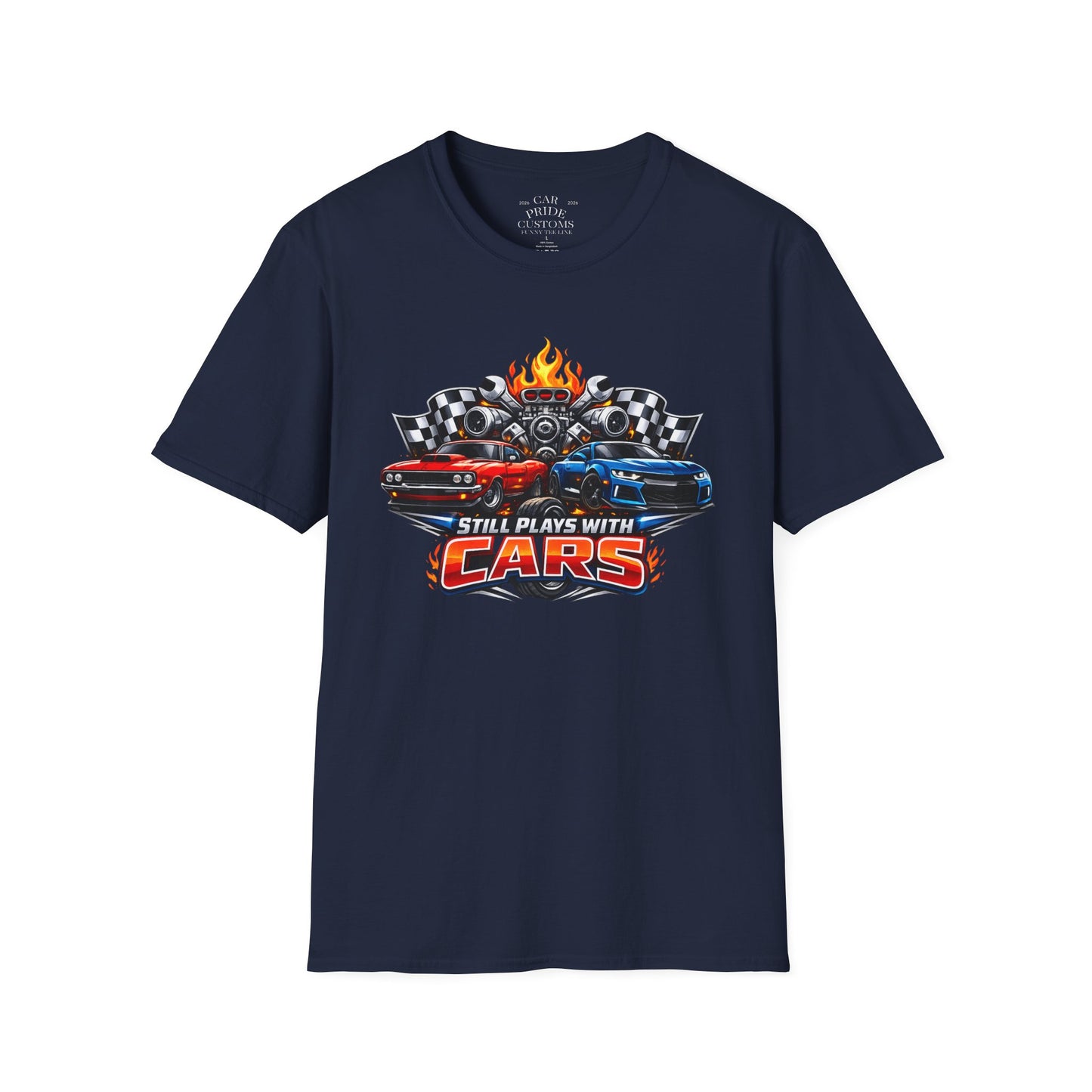 Still Plays with Cars | Funny T-Shirt | Fathers Day Gift for Dad | Muscle Car Shirt | Car Lover Gift