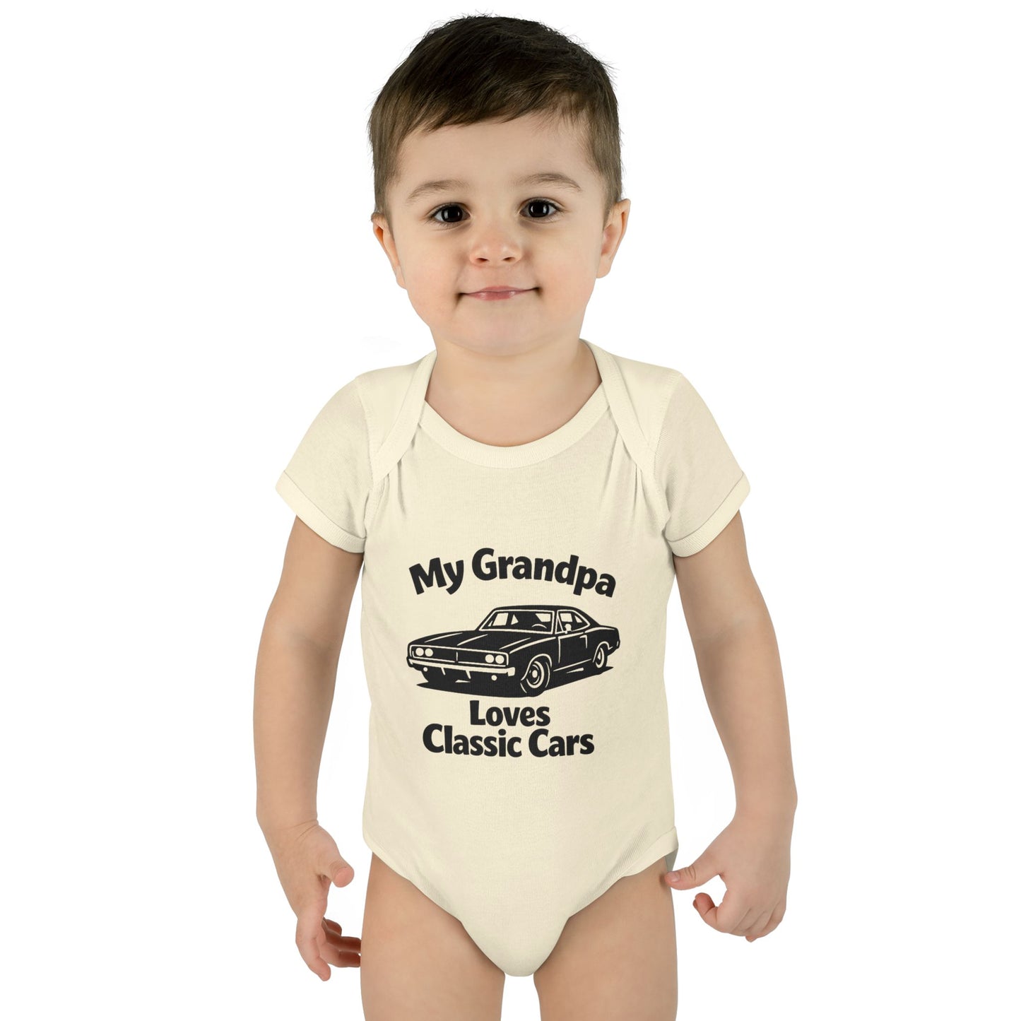 Funny Car Baby Onesie | Classic Car | Grandpa Car Lover Gift | 1968 Dodge Charger | Grandpa Likes Cars