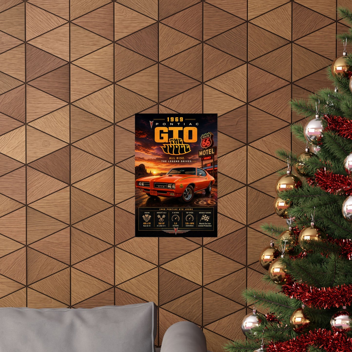 1969 Pontiac GTO Judge Poster | Classic Muscle Car Wall Art | Vintage GTO Print | Route 66 Car Poster | Car Enthusiast Gift