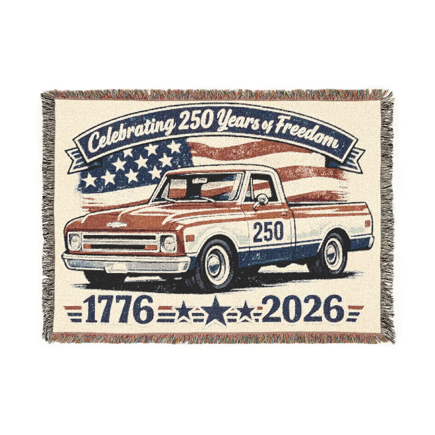 Chevy C10 Pickup SS Woven Throw Americana Patriotic Blanket | Automotive Home Decor | Collector Gift | Fathers Day Gift | Car Lover Gift