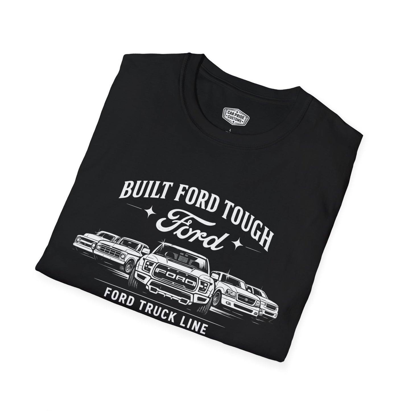 Ford Truck Line Evolution T-Shirt | Built Ford Tough Pickup Graphic Tee | Classic Ford Shirt for Truck Guys