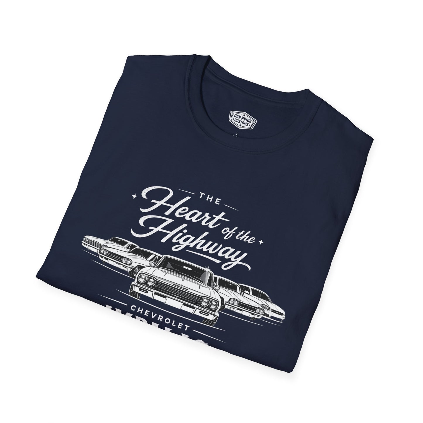 Chevy Impala Evolution T-Shirt | Heart of the Highway Chevrolet Graphic Tee | Classic Impala Muscle Car Shirt