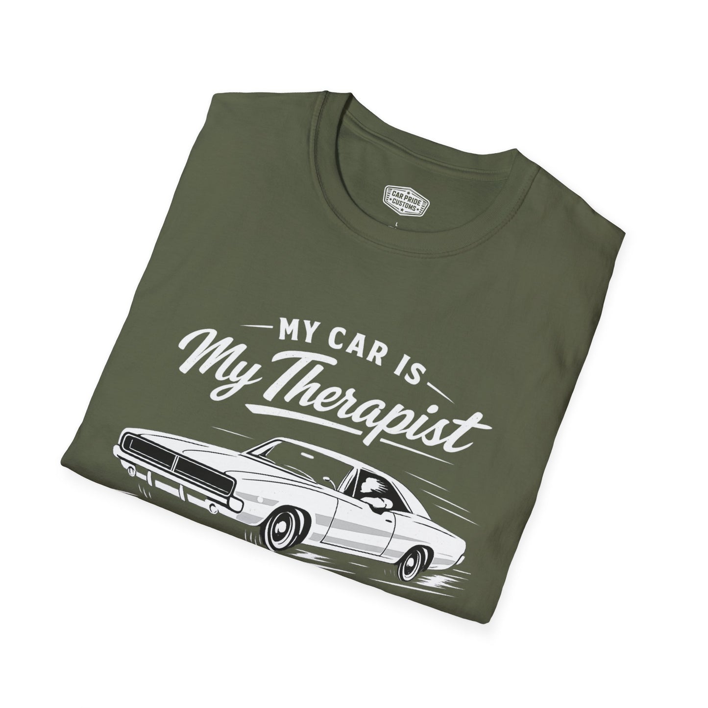 My Car is My Therapist | 1968 Dodge Charger T-Shirt | Funny Mopar Muscle Car Graphic Tee | Classic Dodge Shirt