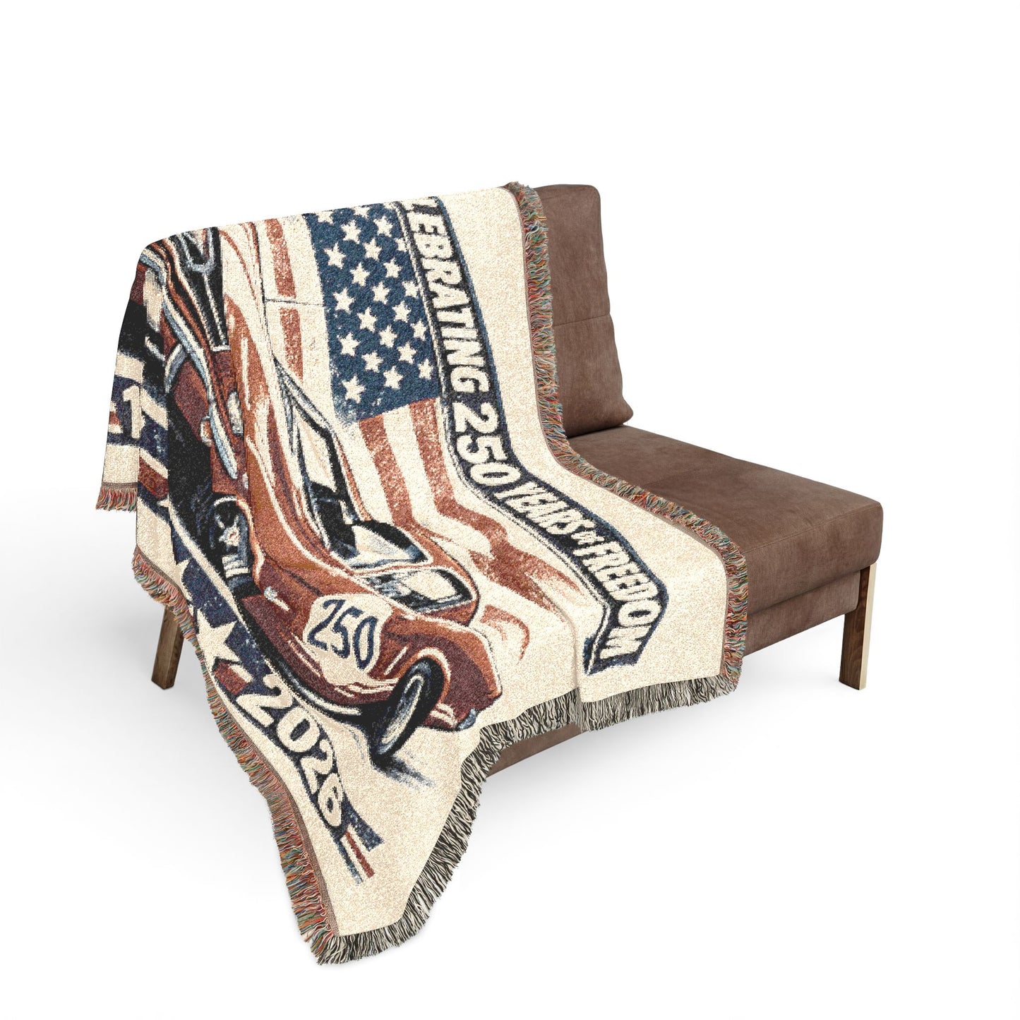Classic Mustang Woven Throw Americana Patriotic Blanket | Automotive Home Decor | Collector Gift | Fathers Day Gift | Car Lover Gift