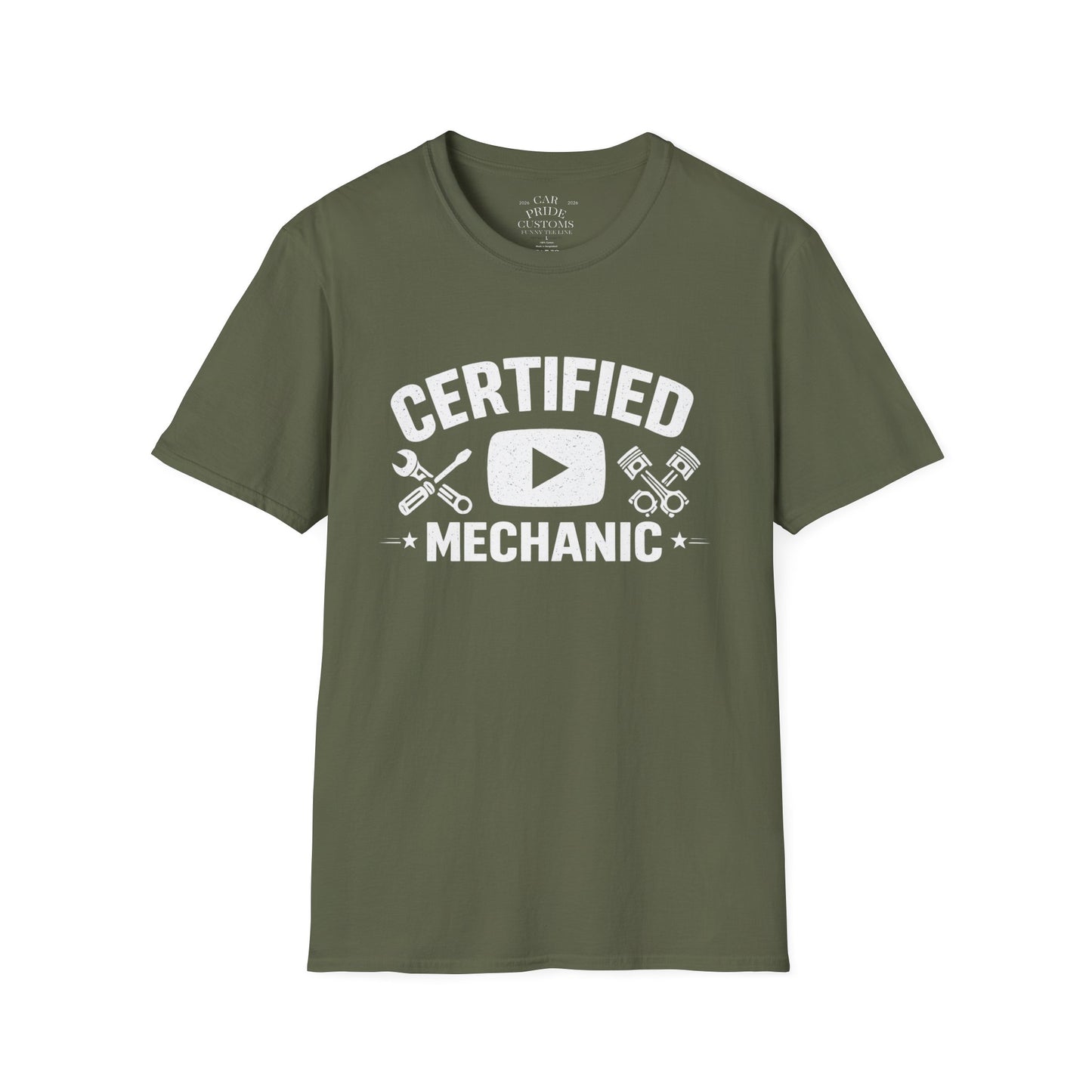 Certified Mechanic Simple | Funny Car Lover T-Shirt | Fathers Day Gift for Dad | YouTube | Car Lover Gift