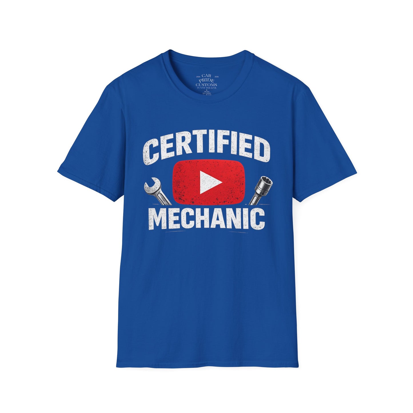 Certified Mechanic Red Logo | Funny Car Lover T-Shirt | Fathers Day Gift for Dad | YouTube | Car Lover Gift