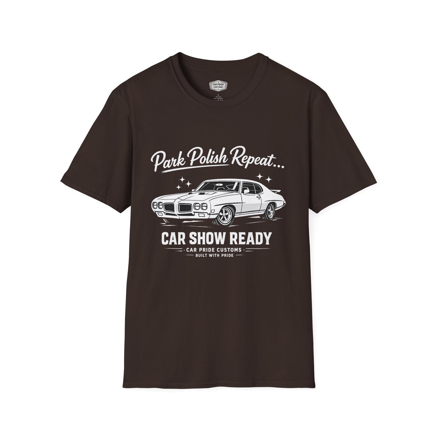 Park Polish Repeat | 1970 Pontiac GTO T-Shirt | Funny Muscle Car Show Graphic Tee | Judge Shirt