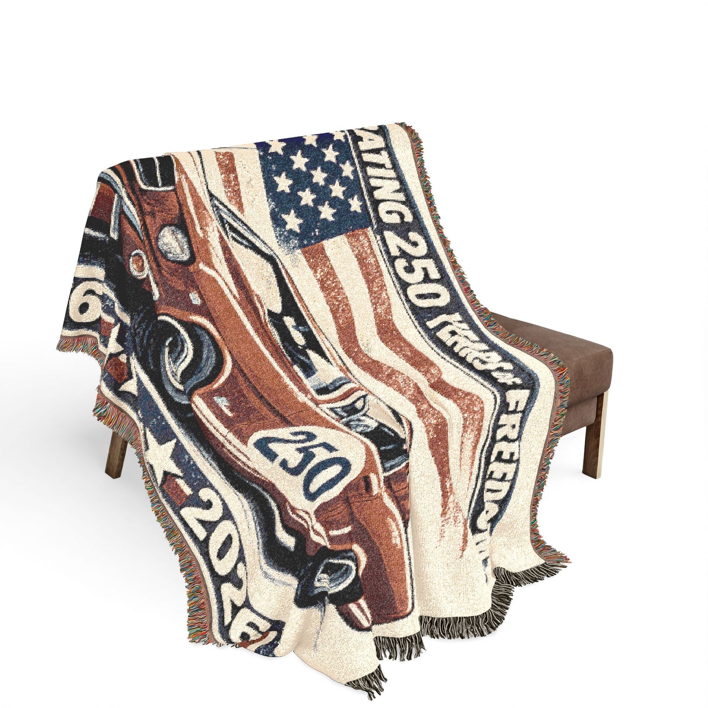 Classic Mustang Woven Throw Americana Patriotic Blanket | Automotive Home Decor | Collector Gift | Fathers Day Gift | Car Lover Gift