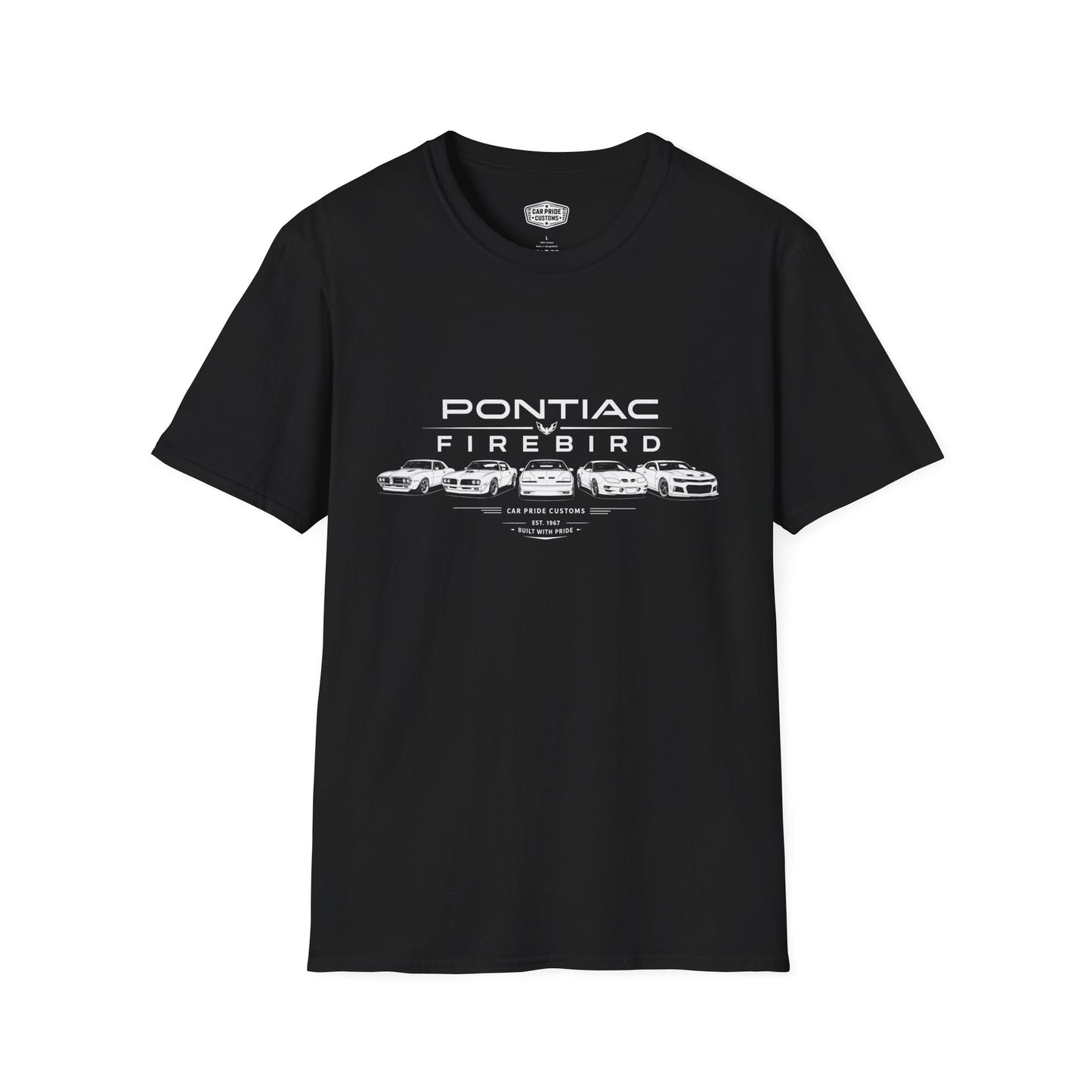 Pontiac Firebird Evolution T-Shirt | American Muscle Car Graphic Tee | Vintage Pontiac Shirt for Car Enthusiasts