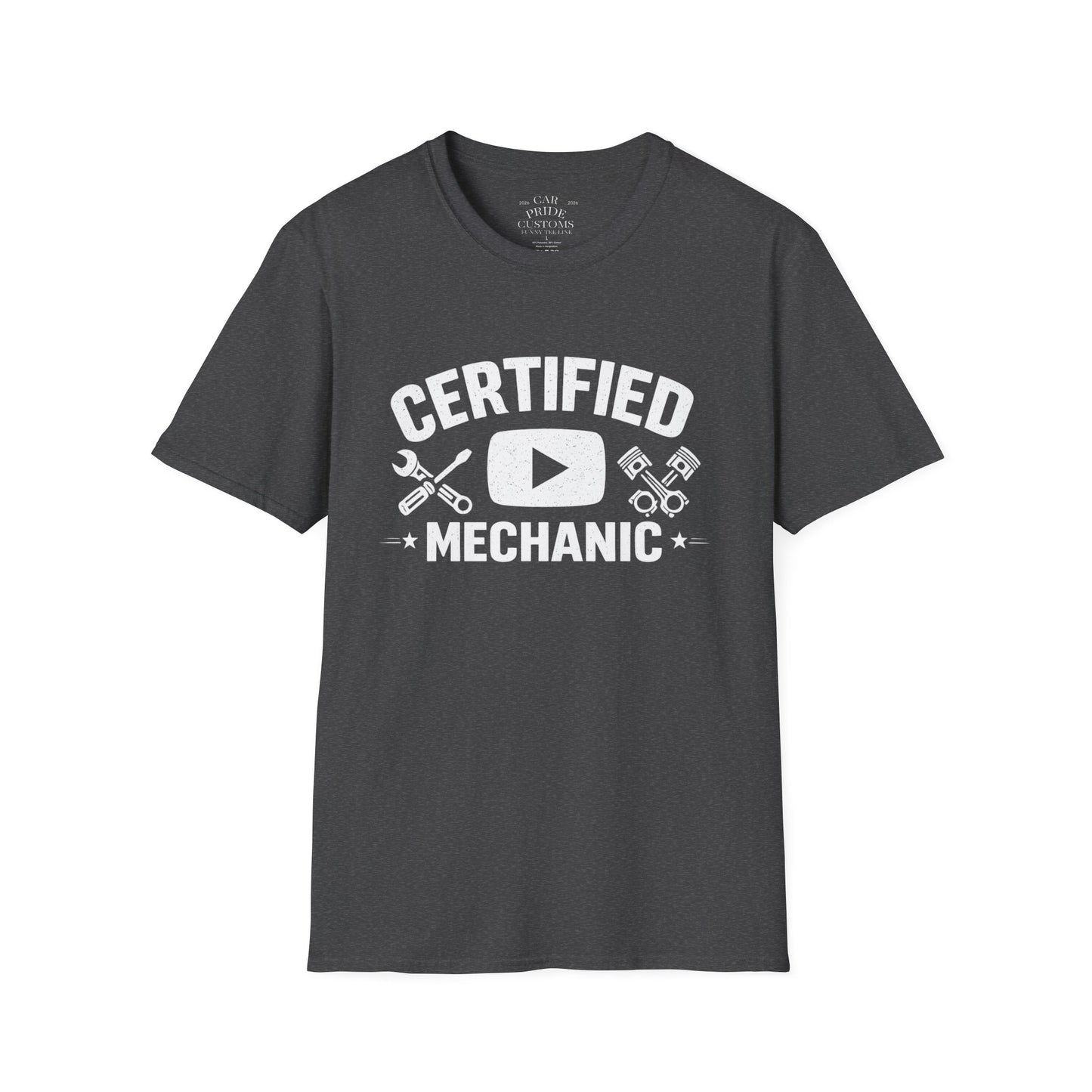 Certified Mechanic Simple | Funny Car Lover T-Shirt | Fathers Day Gift for Dad | YouTube | Car Lover Gift