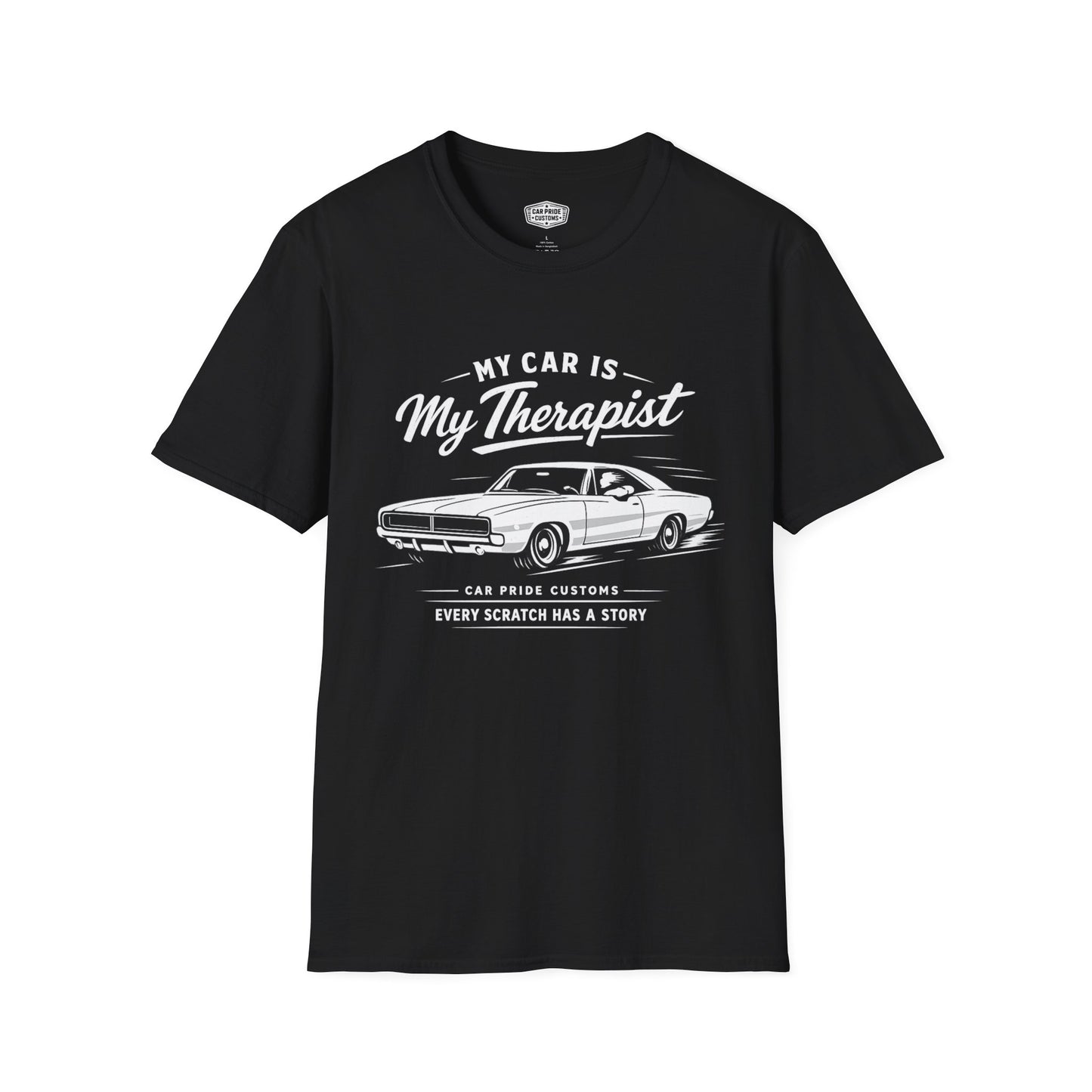 My Car is My Therapist | 1968 Dodge Charger T-Shirt | Funny Mopar Muscle Car Graphic Tee | Classic Dodge Shirt