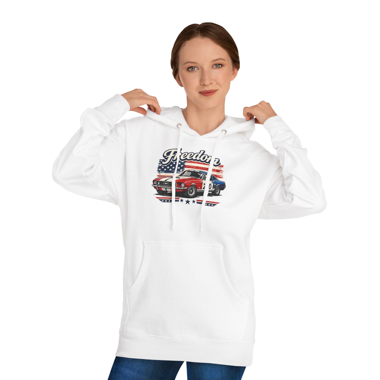 Freedom Freedom Mustang 250 Patriotic American Muscle Car Hoodie| Fathers Day Gift | Car Enthusiast Hoodie