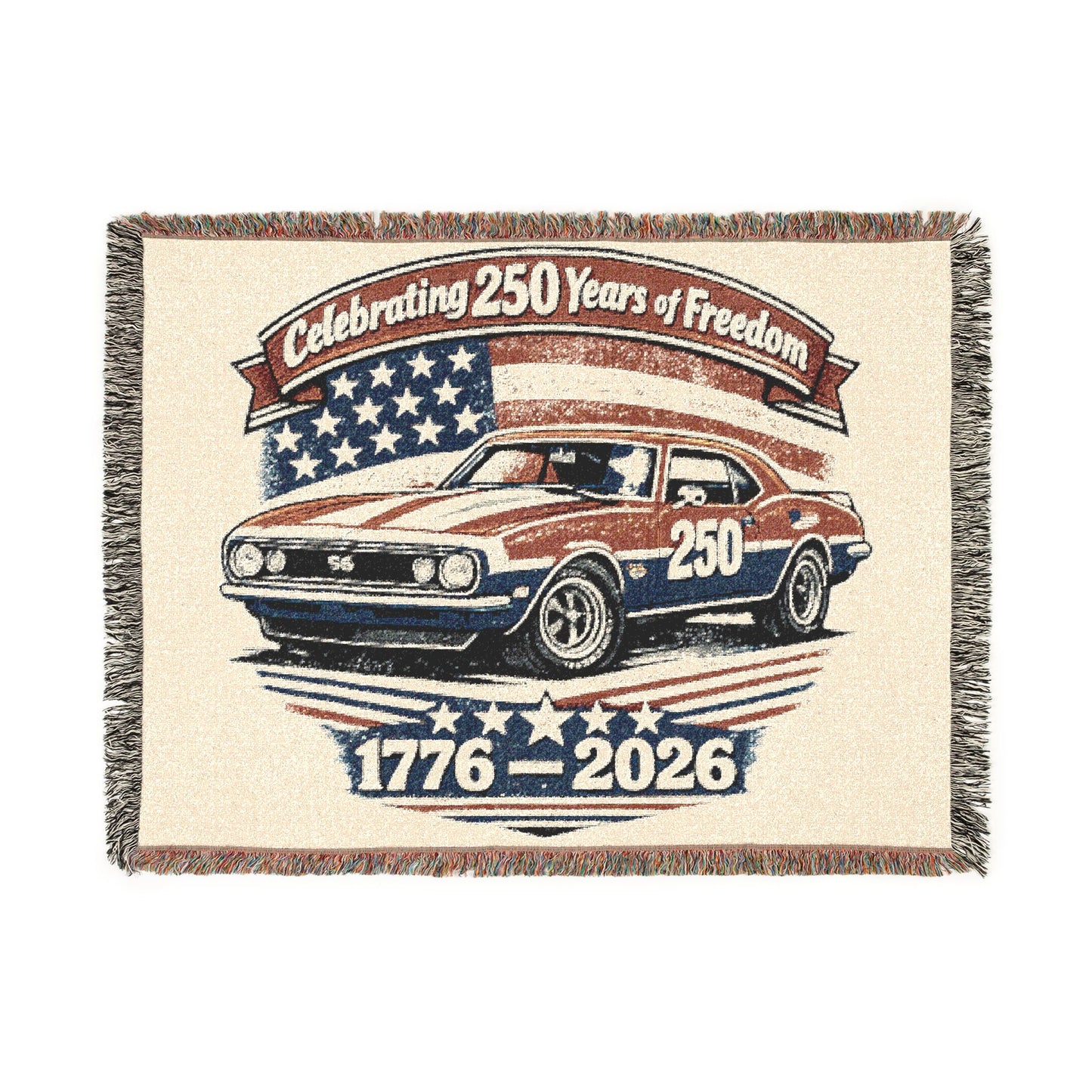Classic Camaro Woven Throw Americana Patriotic Blanket | Automotive Home Decor | Collector Gift | Fathers Day Gift | Car Lover Gift