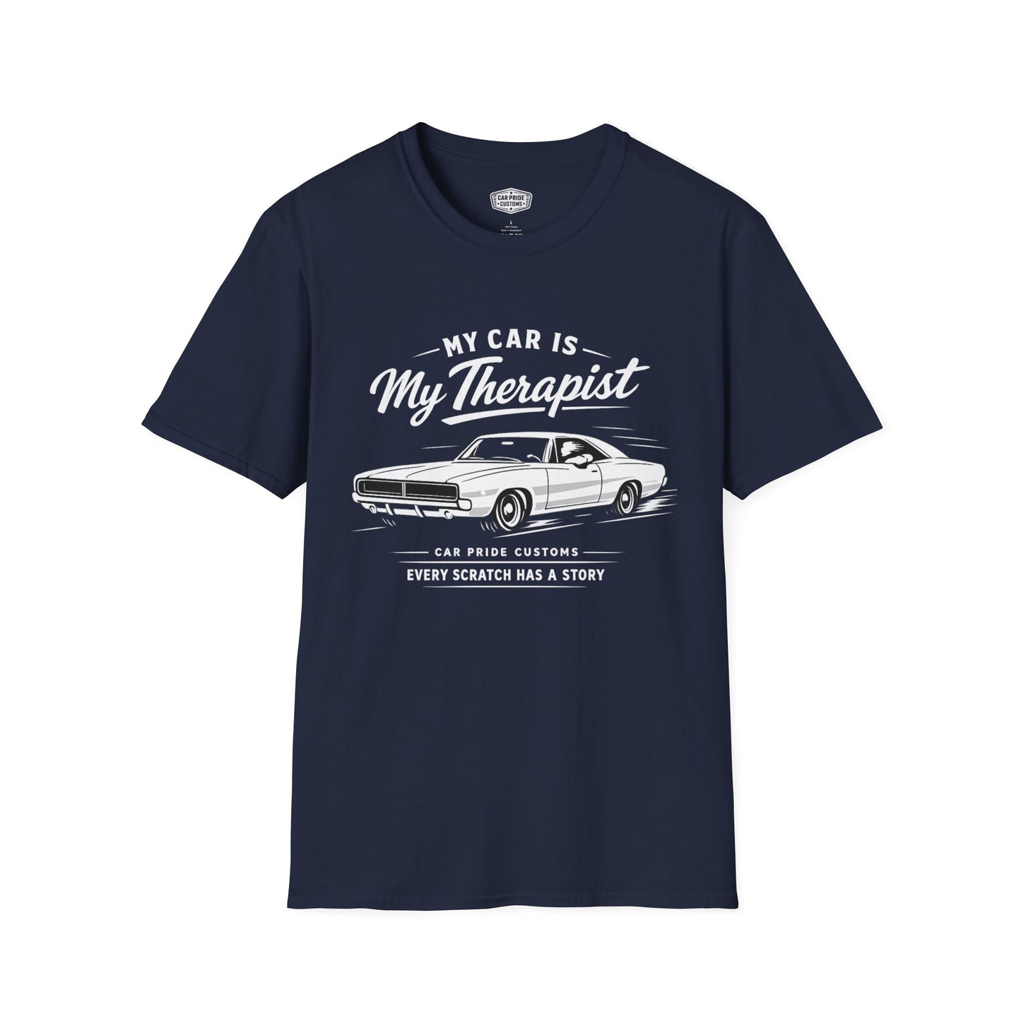 My Car is My Therapist | 1968 Dodge Charger T-Shirt | Funny Mopar Muscle Car Graphic Tee | Classic Dodge Shirt